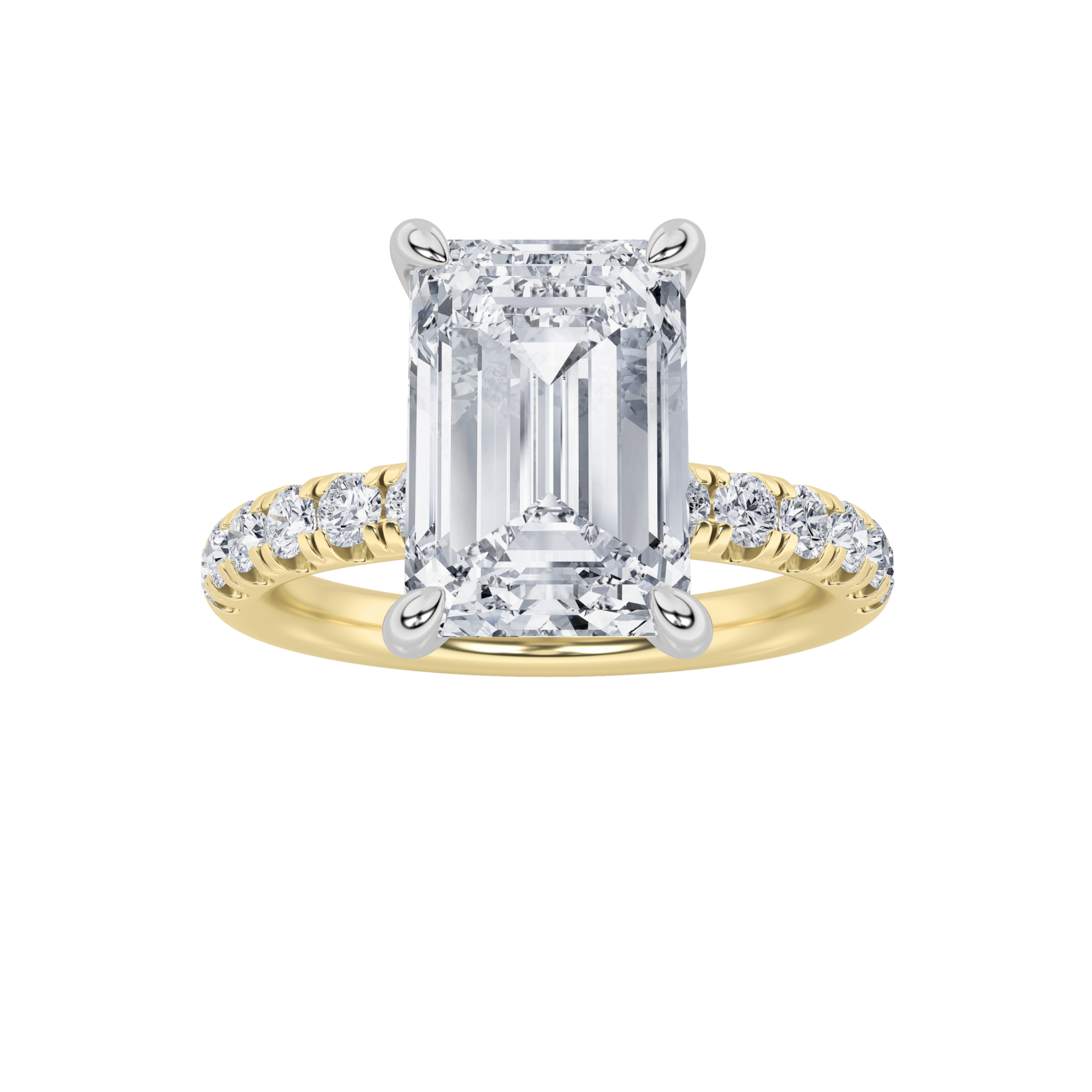 2.00 CT Emerald Diamond Ring in 14K Yellow Gold|14K White Gold