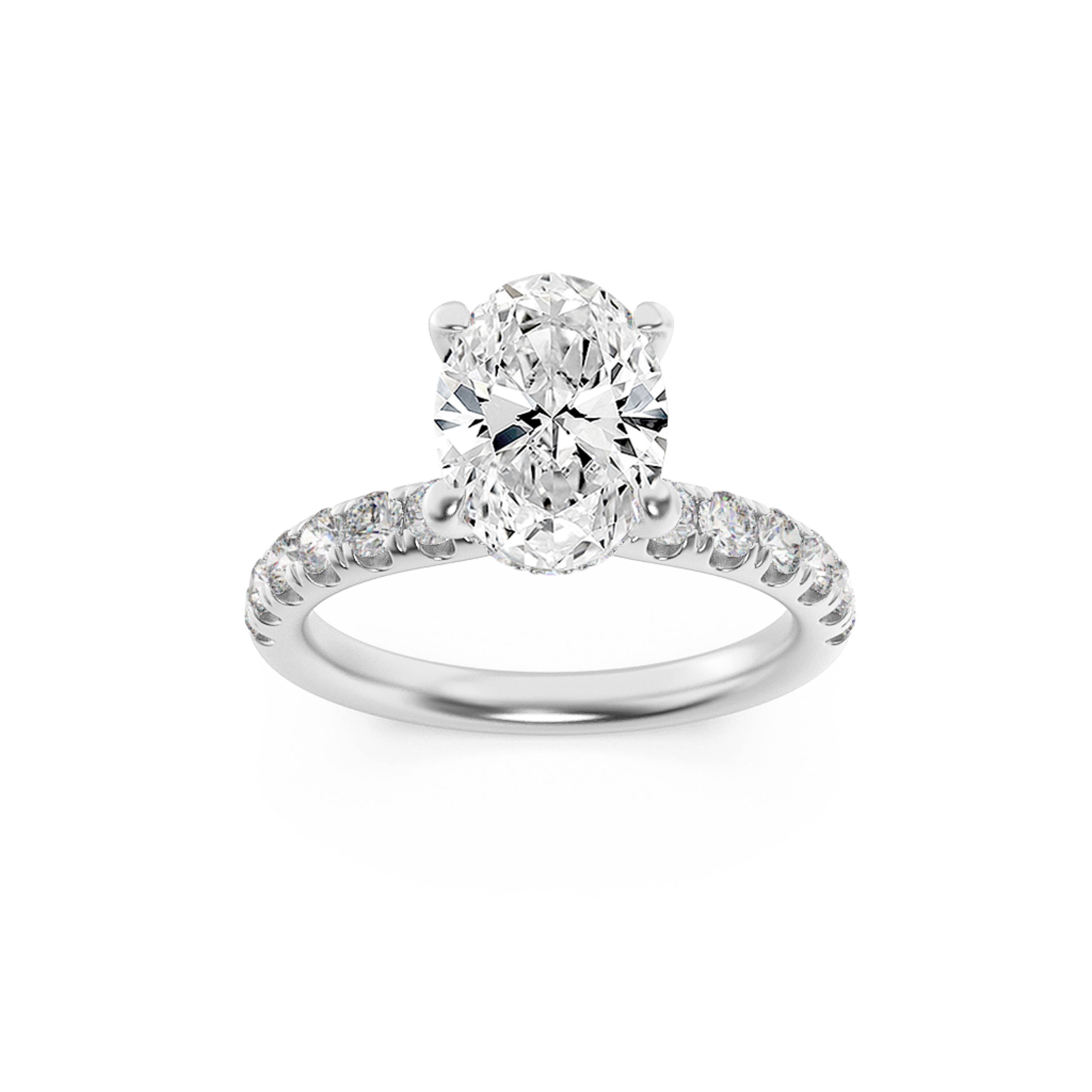 2.00 CT Oval Diamond Ring in 14K White Gold