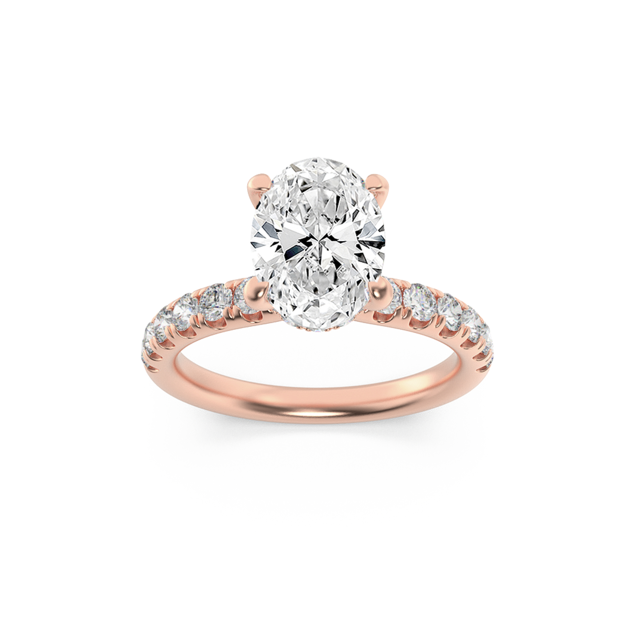 2.00 CT Oval Diamond Ring in 14K Rose Gold