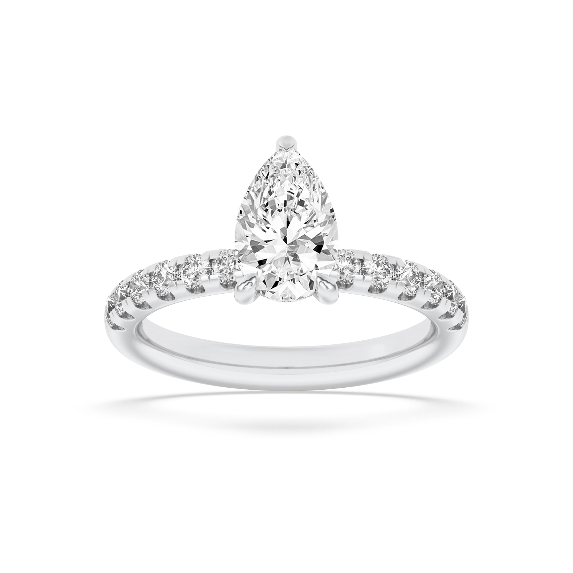 2.00 CT Pear Diamond Ring in 14K White Gold