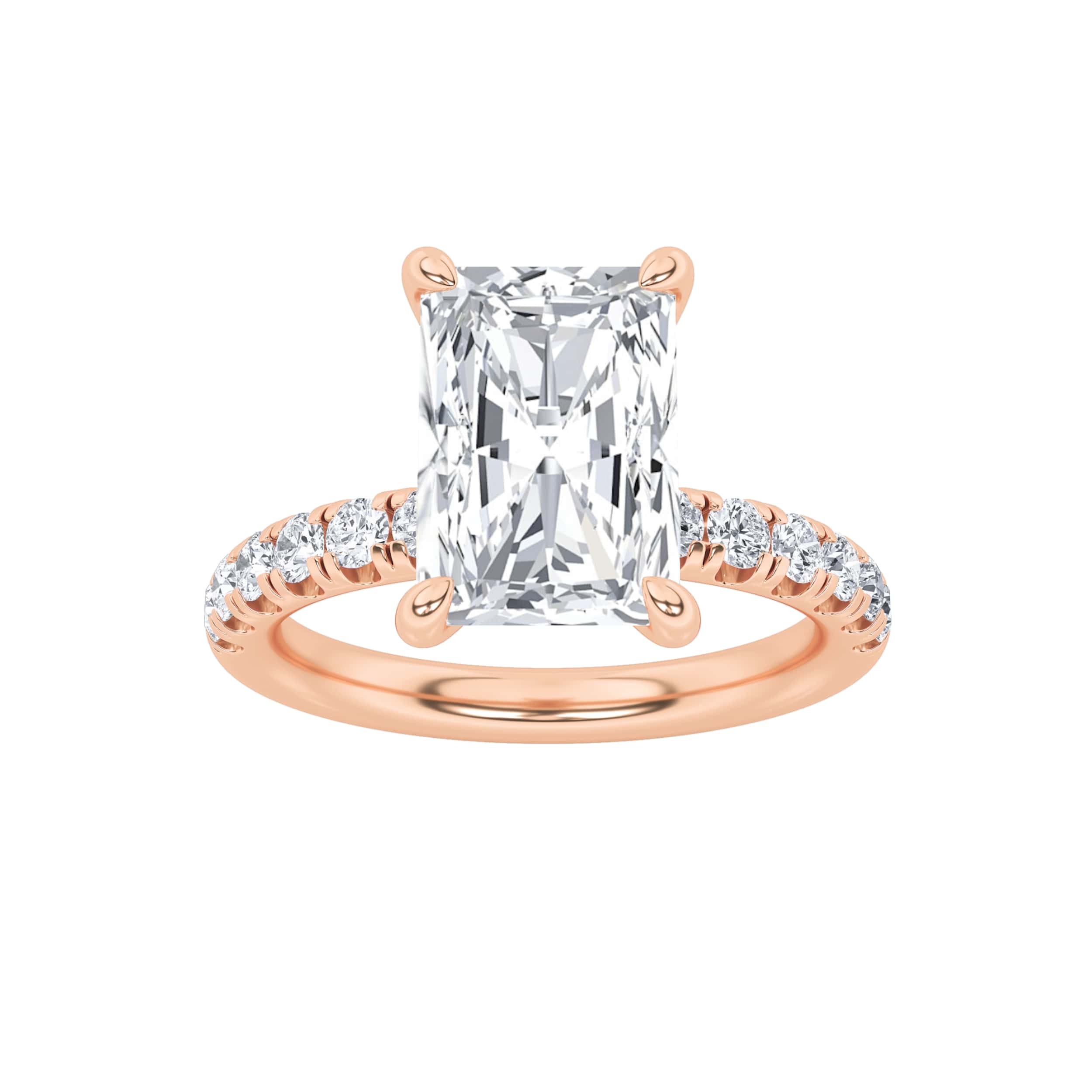 2.00 CT Radiant Diamond Ring in 14K Rose Gold