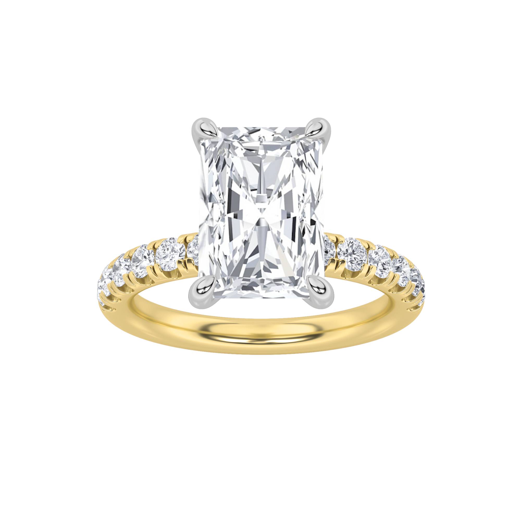 2Cttw Radiant Shaped Lab Grown Diamond (F/VS) Hidden Halo Accented Ring in 14K Gold