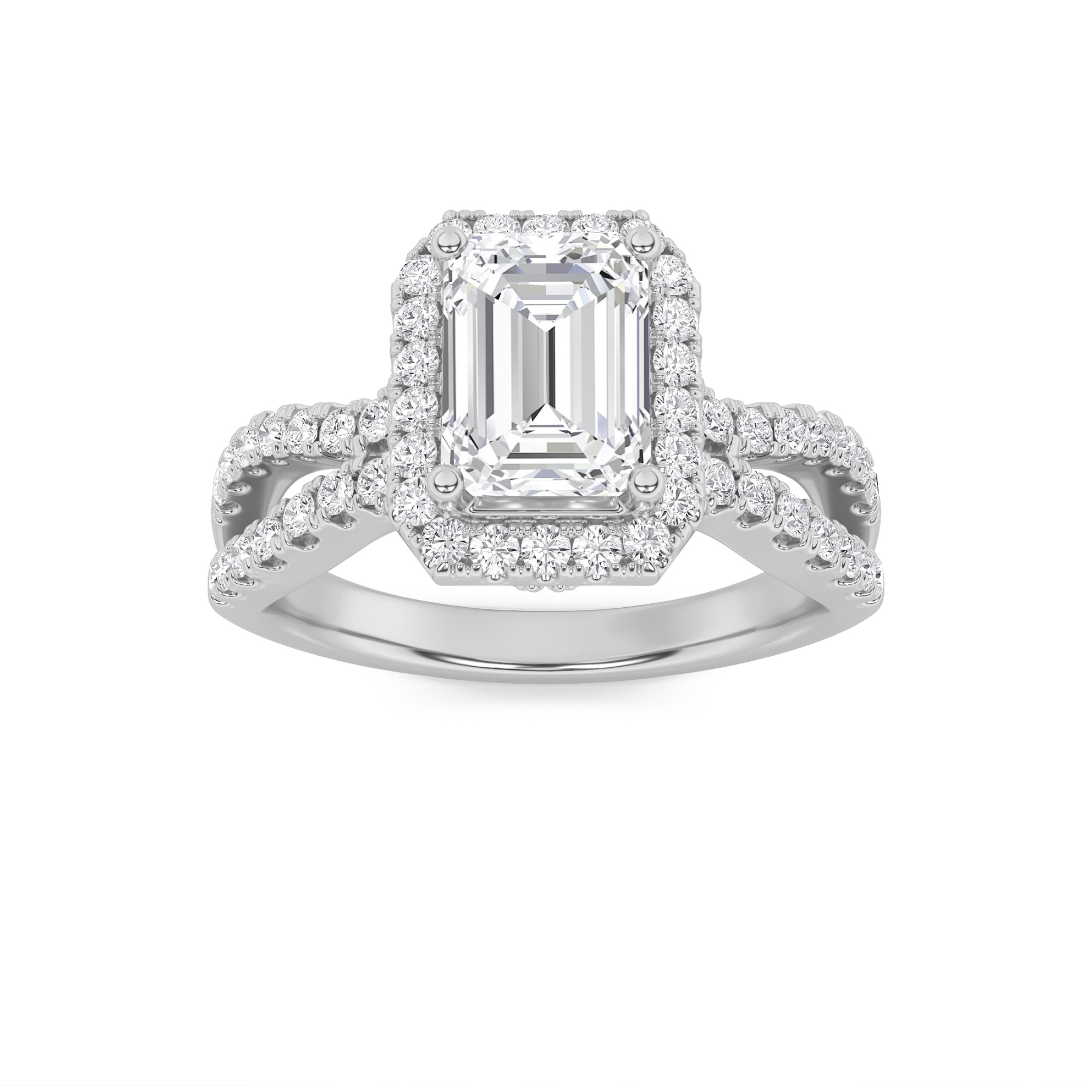 2.00 CT Emerald Diamond Ring in 14K White Gold