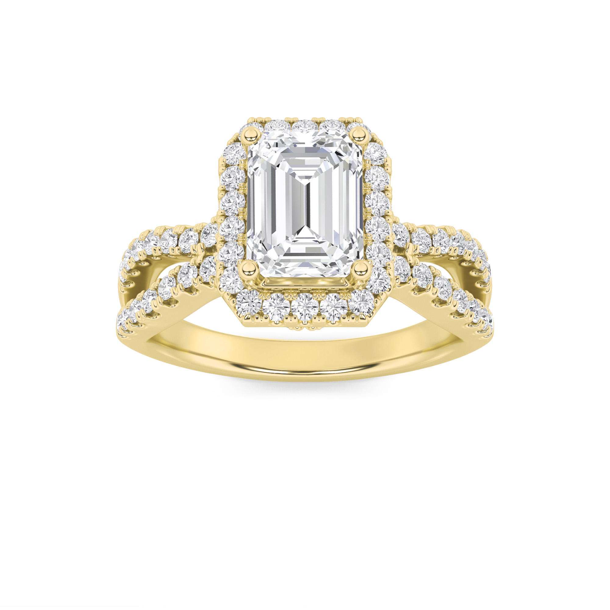 2.00 CT Emerald Diamond Ring in 14K Yellow Gold