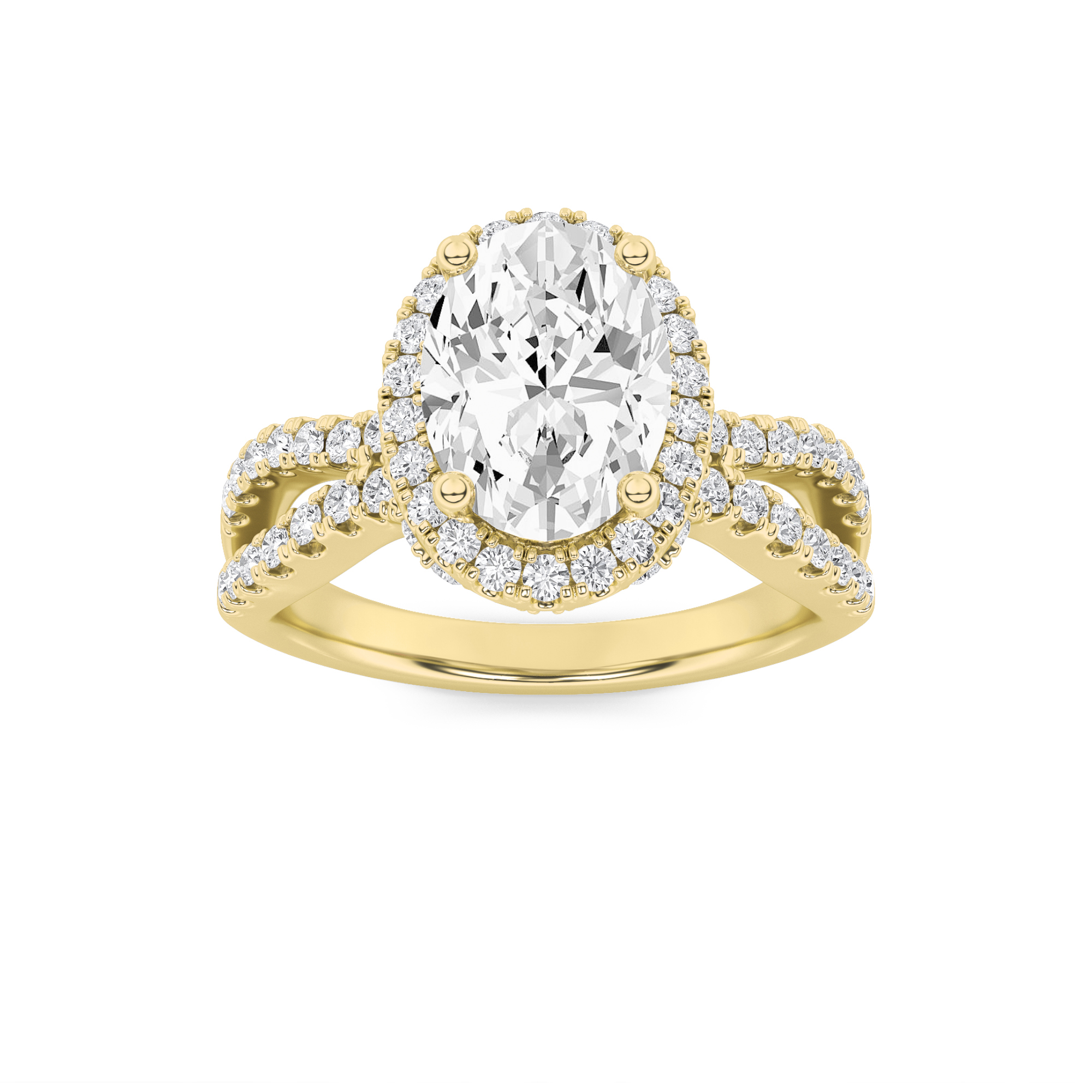 2.00 CT Oval Diamond Ring in 14K Yellow Gold