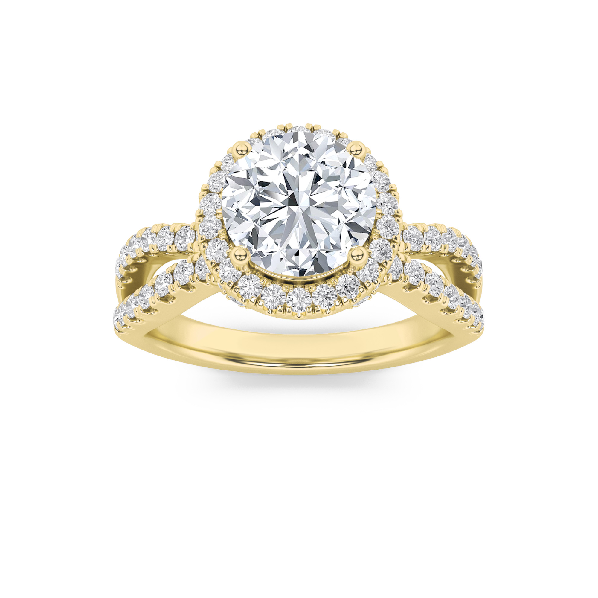 2.00 CT Round Diamond Ring in 14K Yellow Gold