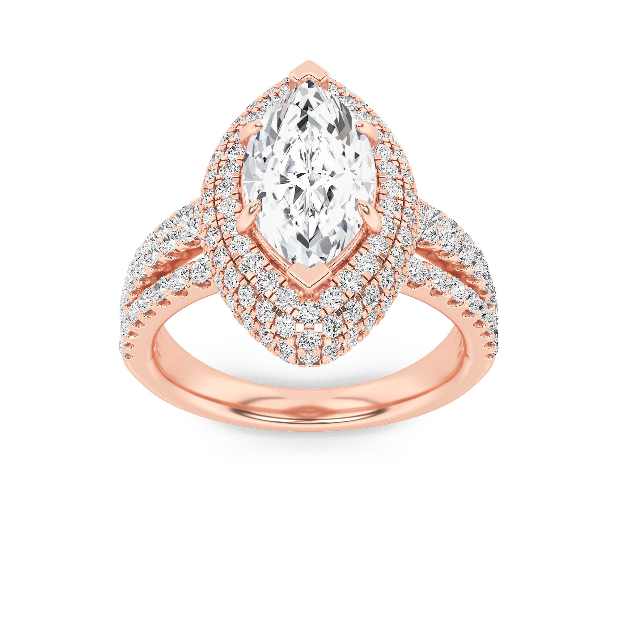3.00 CT Marquise Diamond Ring in 14K Rose Gold