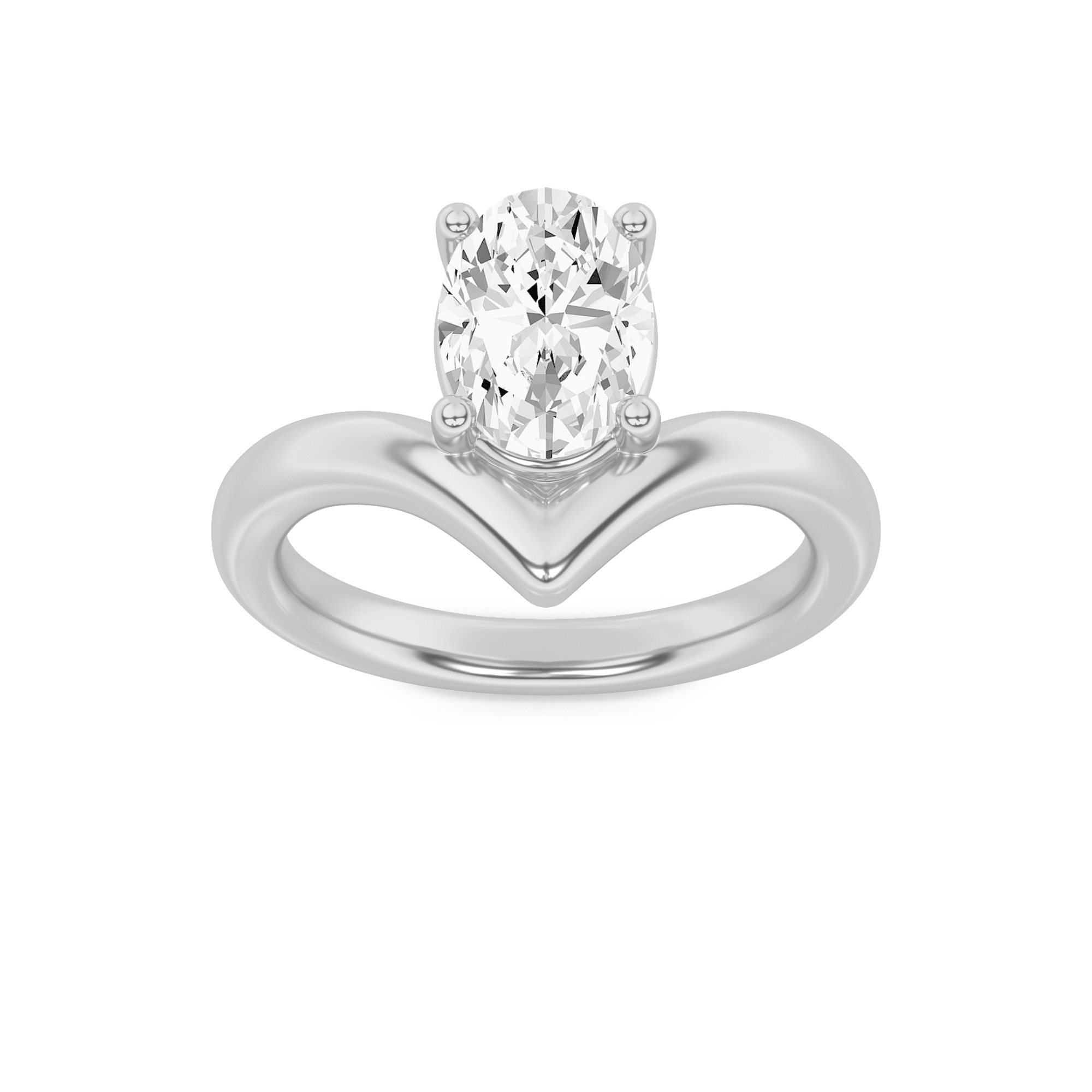 1.50 CT Oval Diamond Ring in 14K White Gold