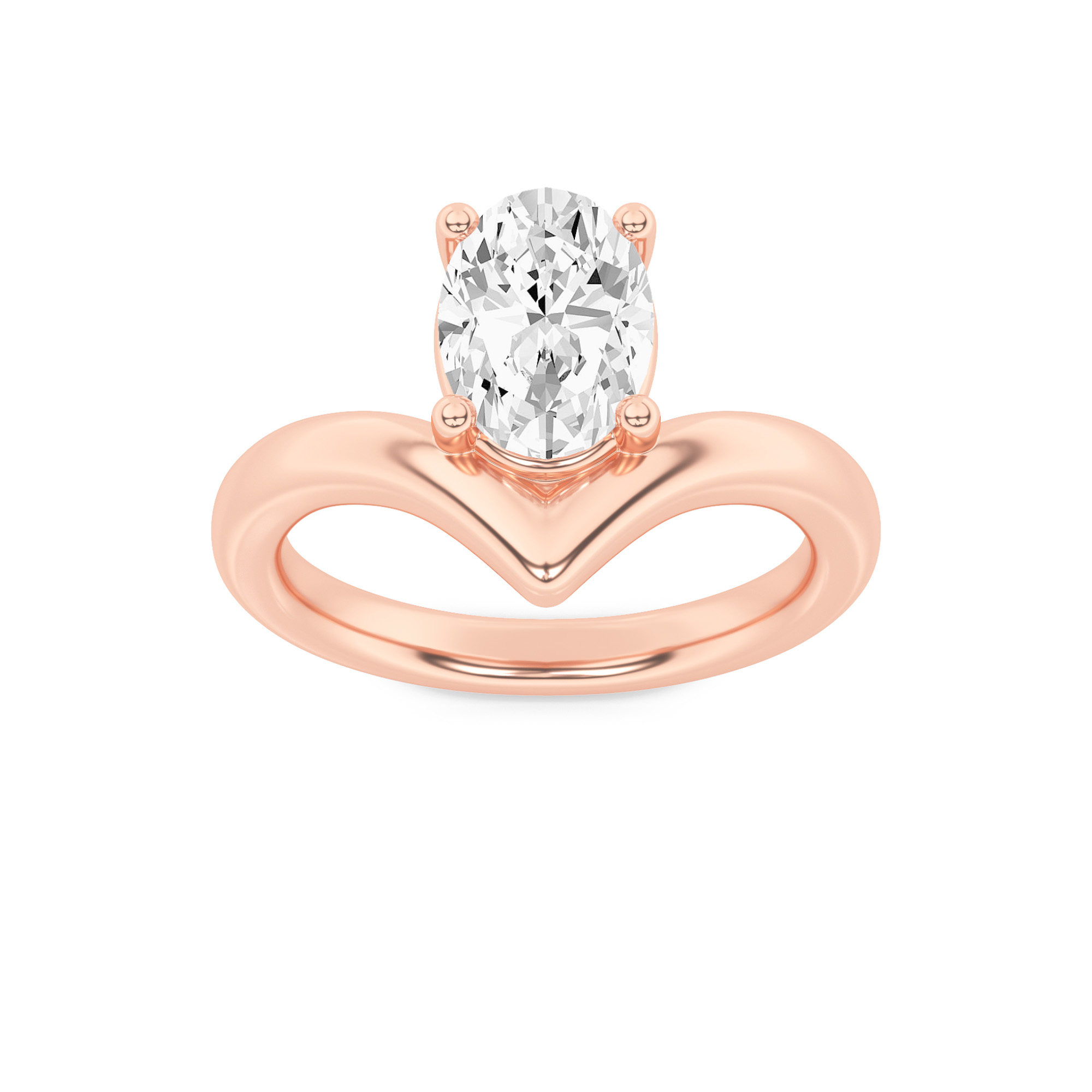 1.50 CT Oval Diamond Ring in 14K Rose Gold