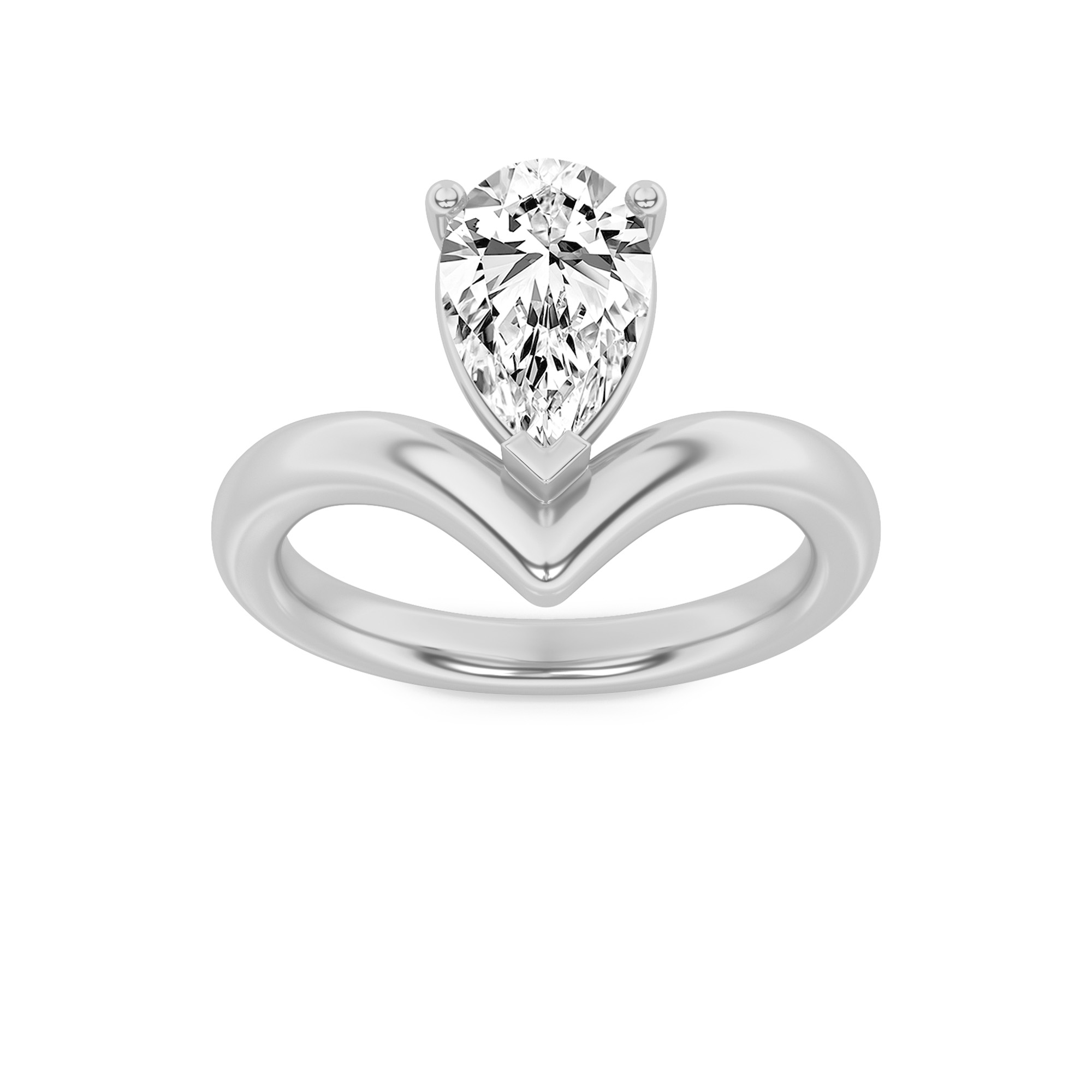 1.50 CT Pear Diamond Ring in 14K White Gold