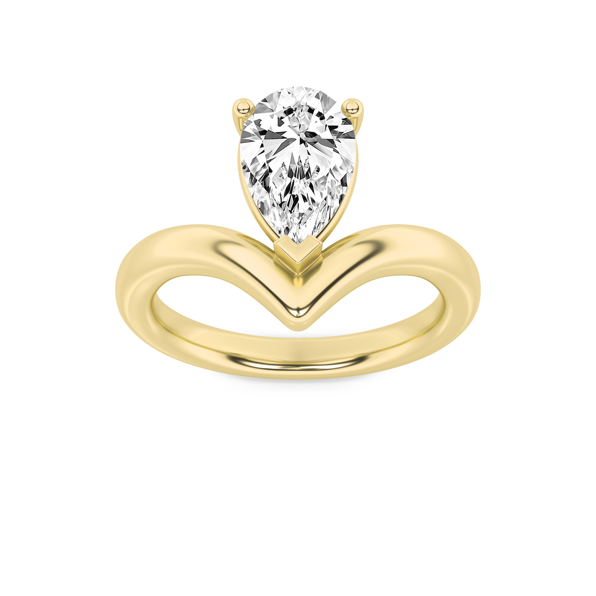 1.50 CT Pear Diamond Ring in 14K Yellow Gold