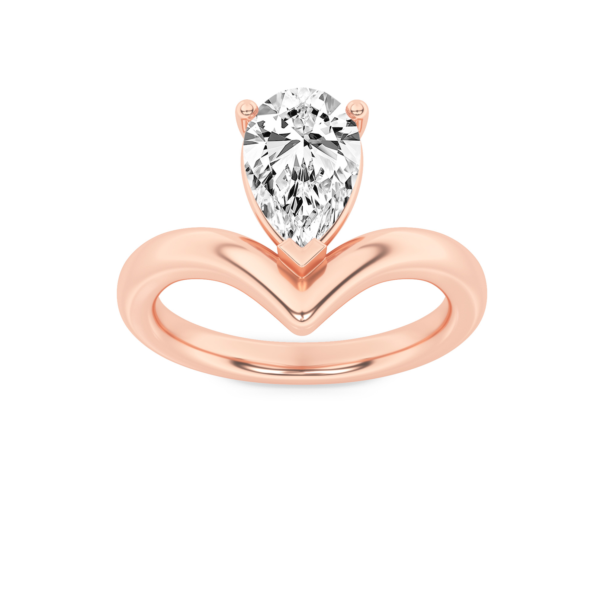1.50 CT Pear Diamond Ring in 14K Rose Gold