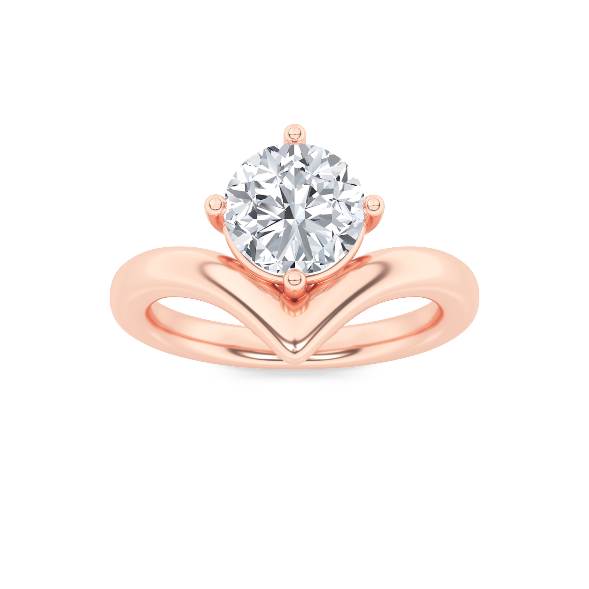 1.50 CT Round Diamond Ring in 14K Rose Gold