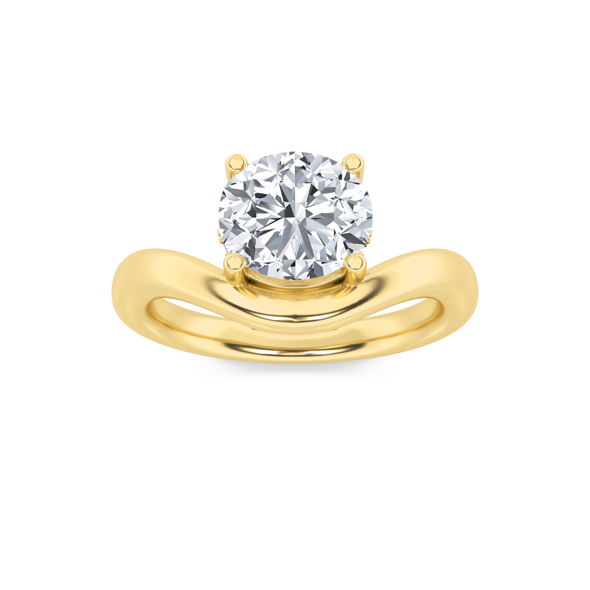 2.00 CT Round Diamond Ring in 14K Yellow Gold