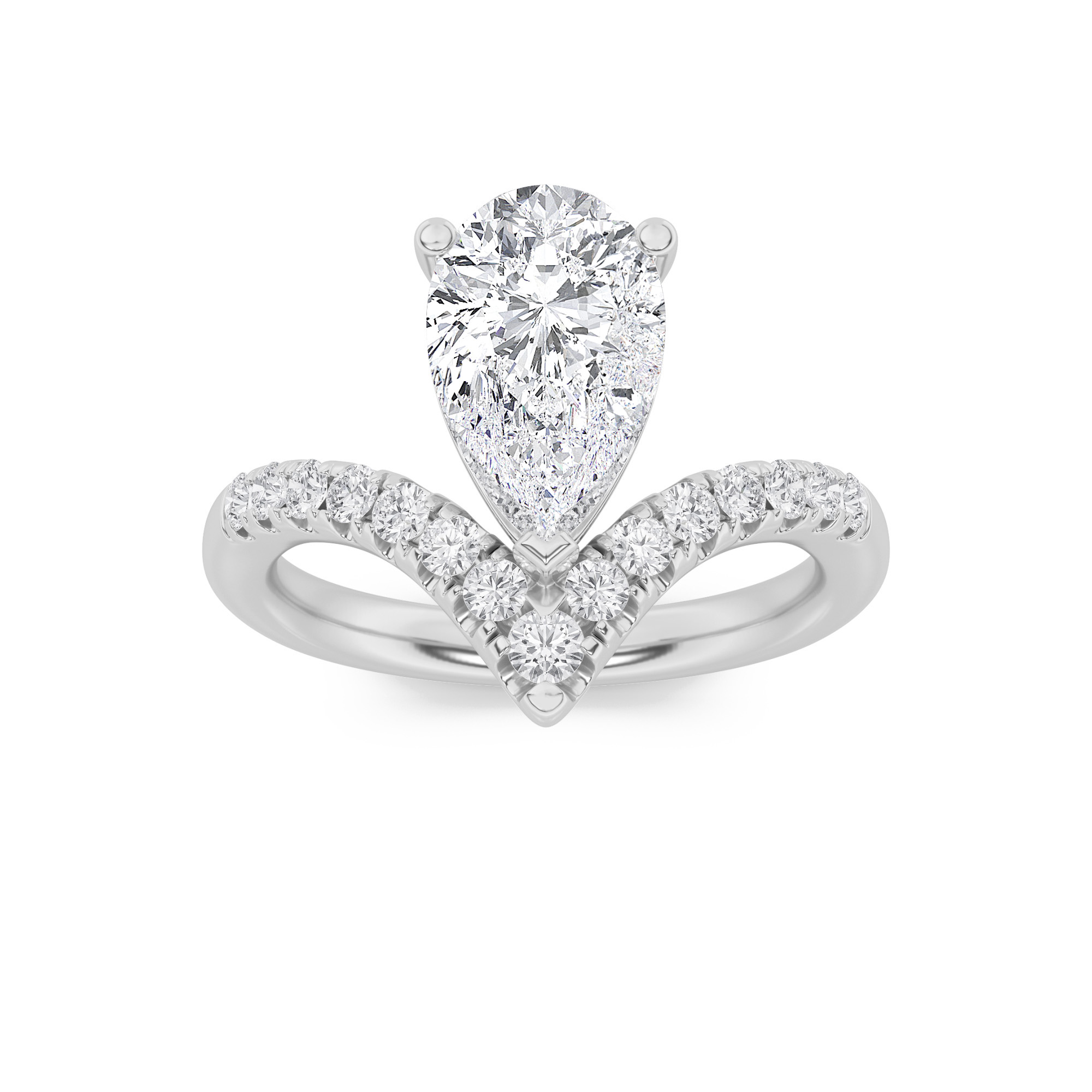 2.00 CT Pear Diamond Ring in 14K White Gold