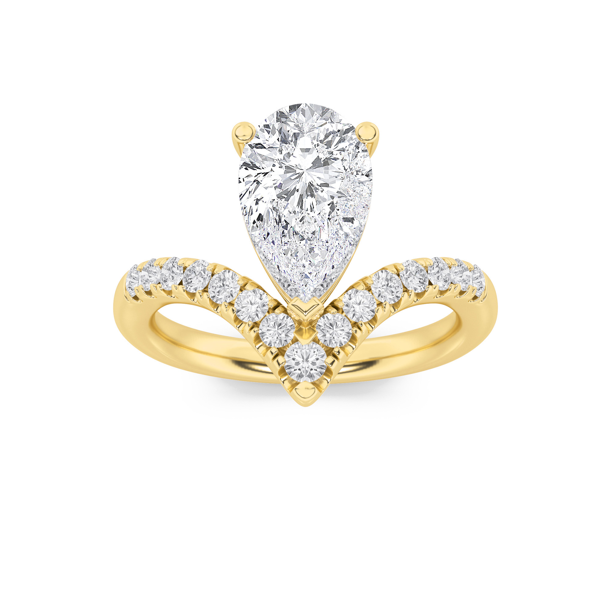 2.00 CT Pear Diamond Ring in 14K Yellow Gold