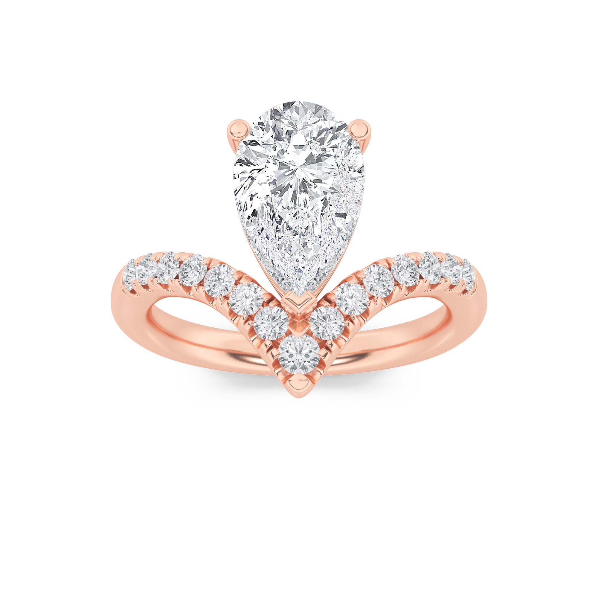 2.00 CT Pear Diamond Ring in 14K Rose Gold