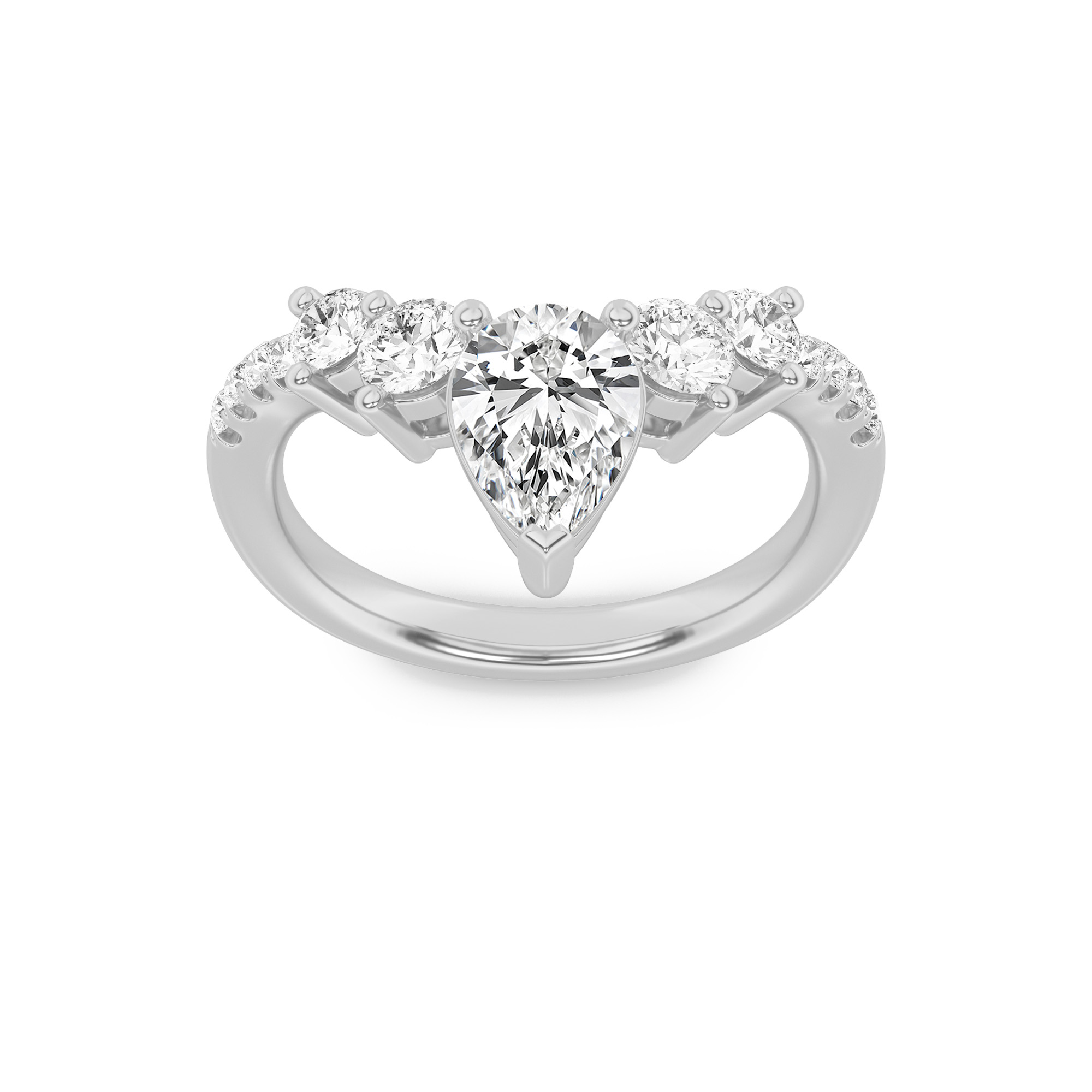 1.50 CT Pear Diamond Ring in 14K White Gold