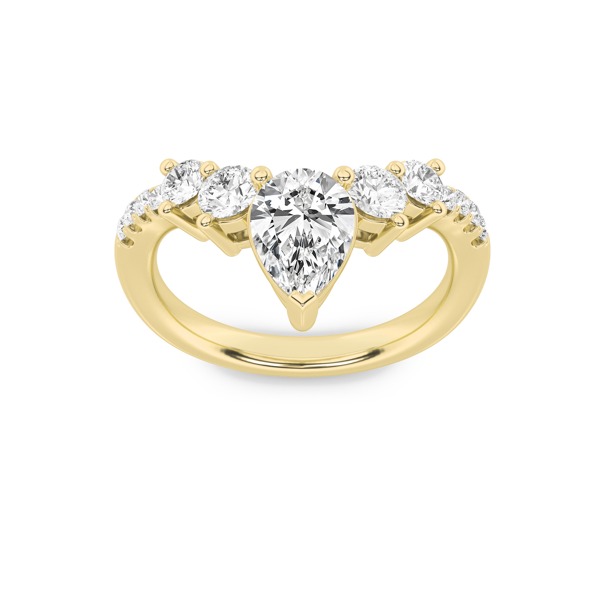 1.50 CT Pear Diamond Ring in 14K Yellow Gold