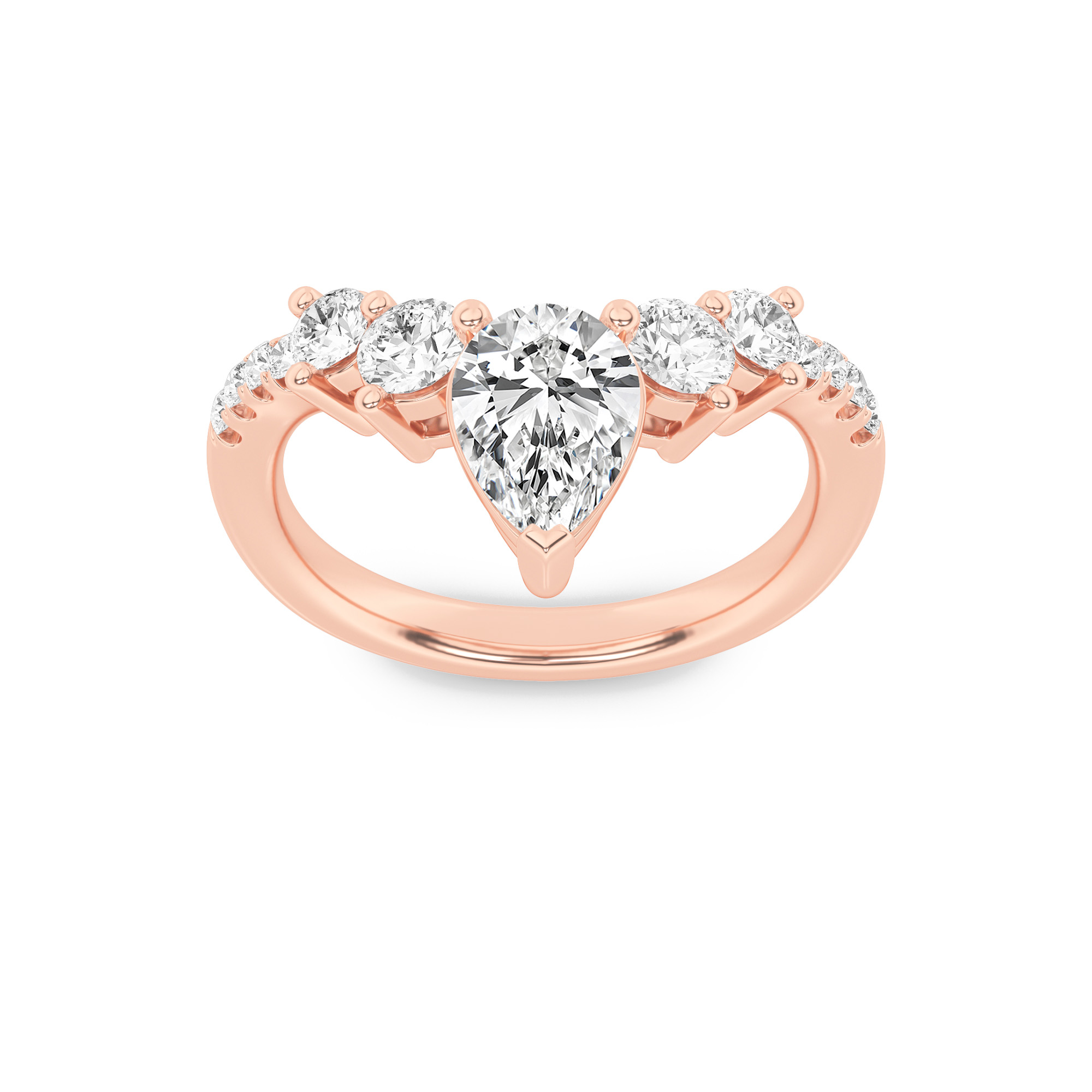 1.50 CT Pear Diamond Ring in 14K Rose Gold