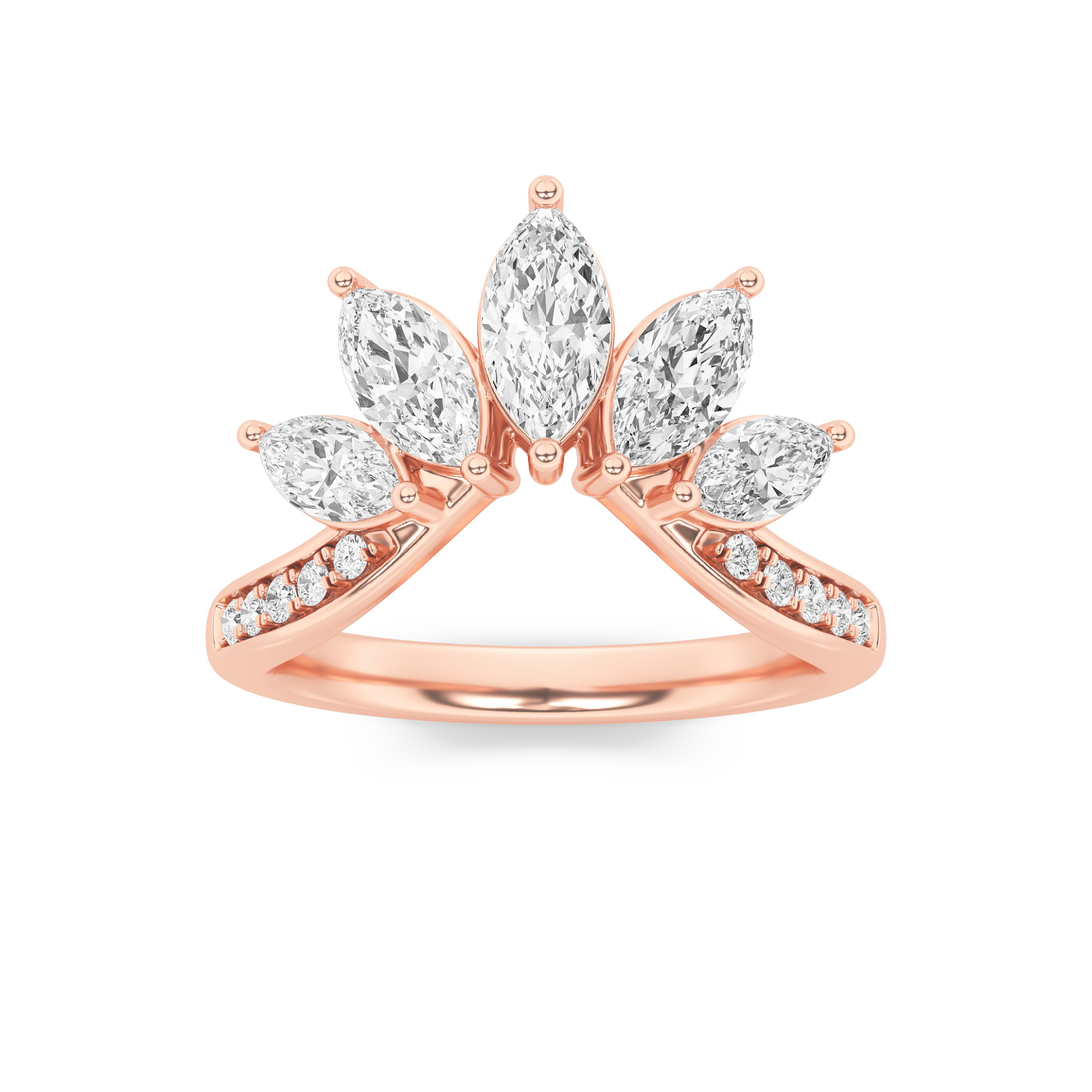 1.50 CT Marquise Diamond Ring in 14K Rose Gold