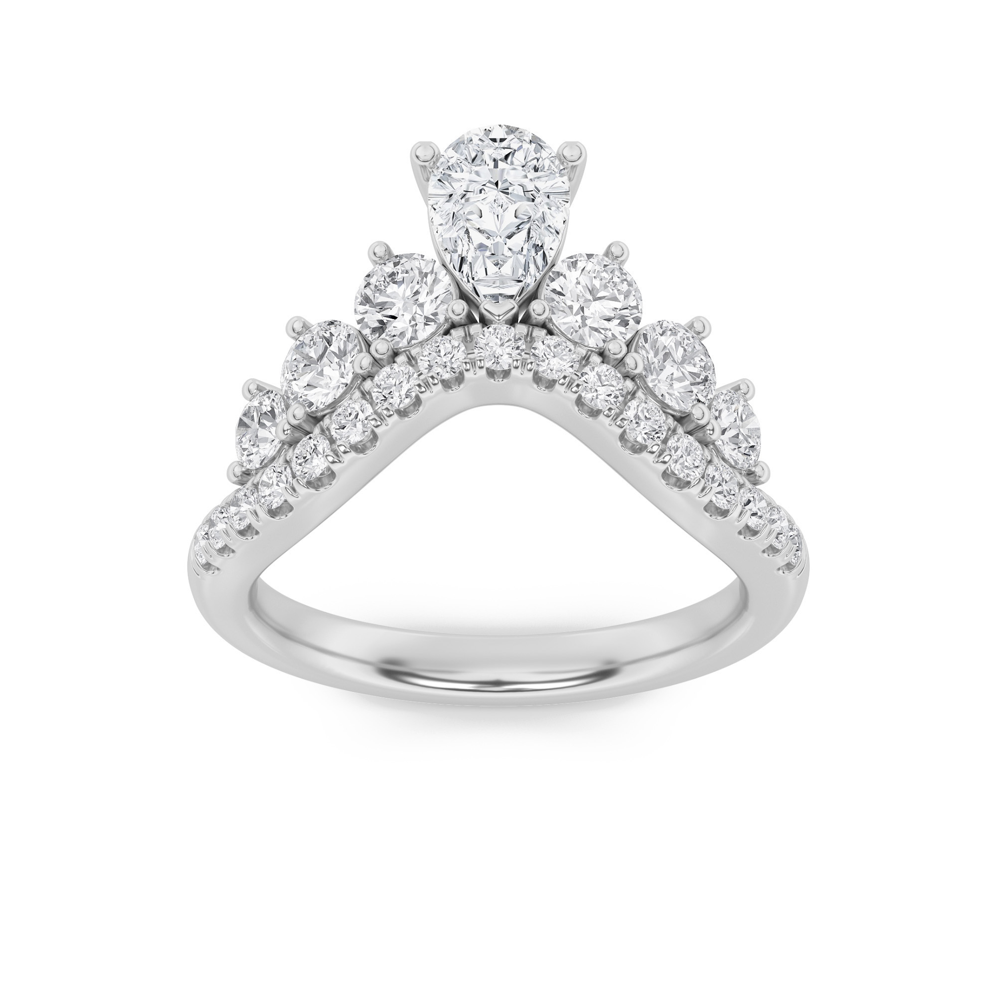 1.50 CT Pear Diamond Ring in 14K White Gold