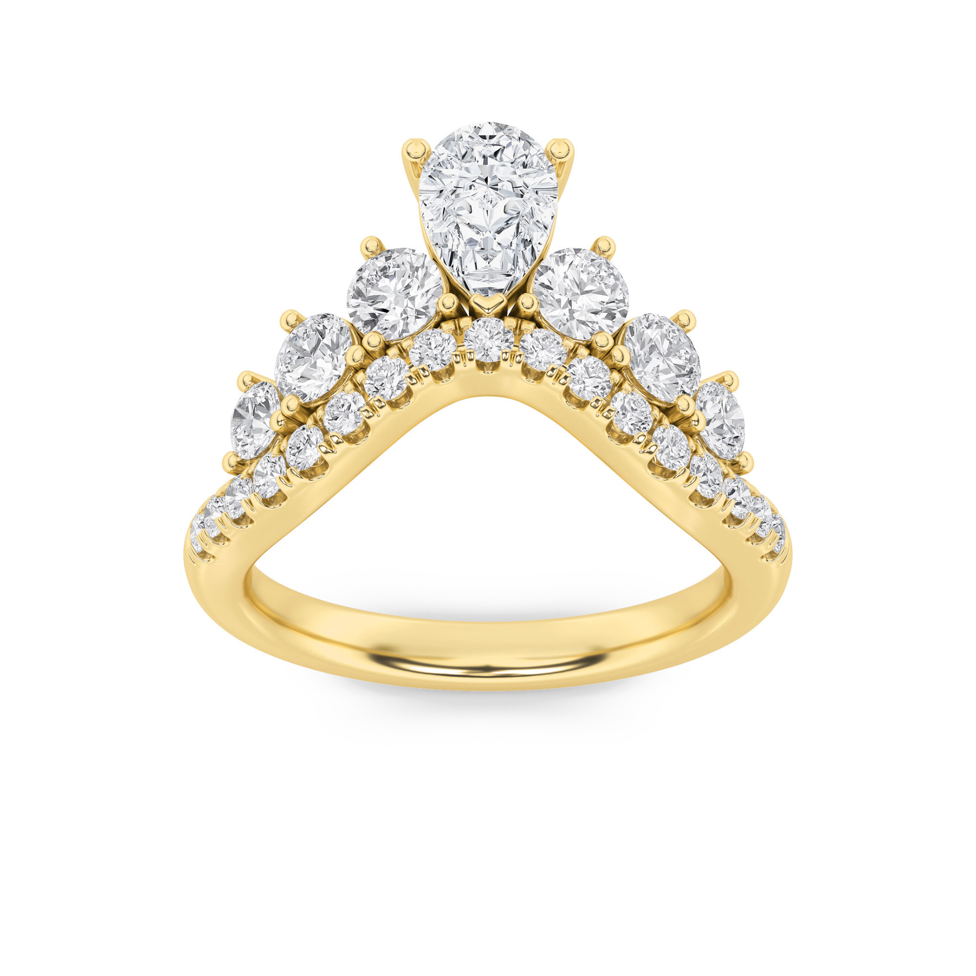 1.50 CT Pear Diamond Ring in 14K Yellow Gold