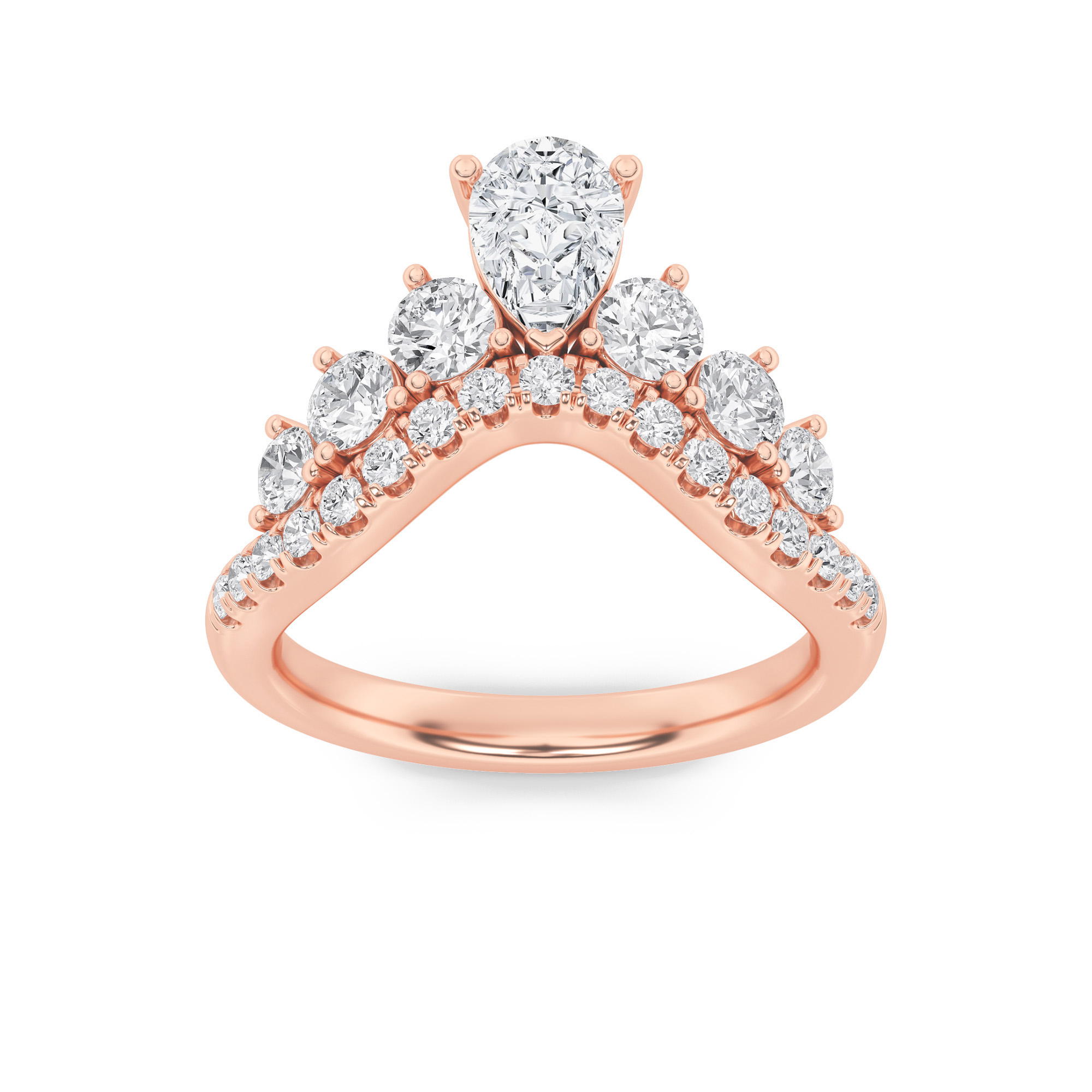 1.50 CT Pear Diamond Ring in 14K Rose Gold
