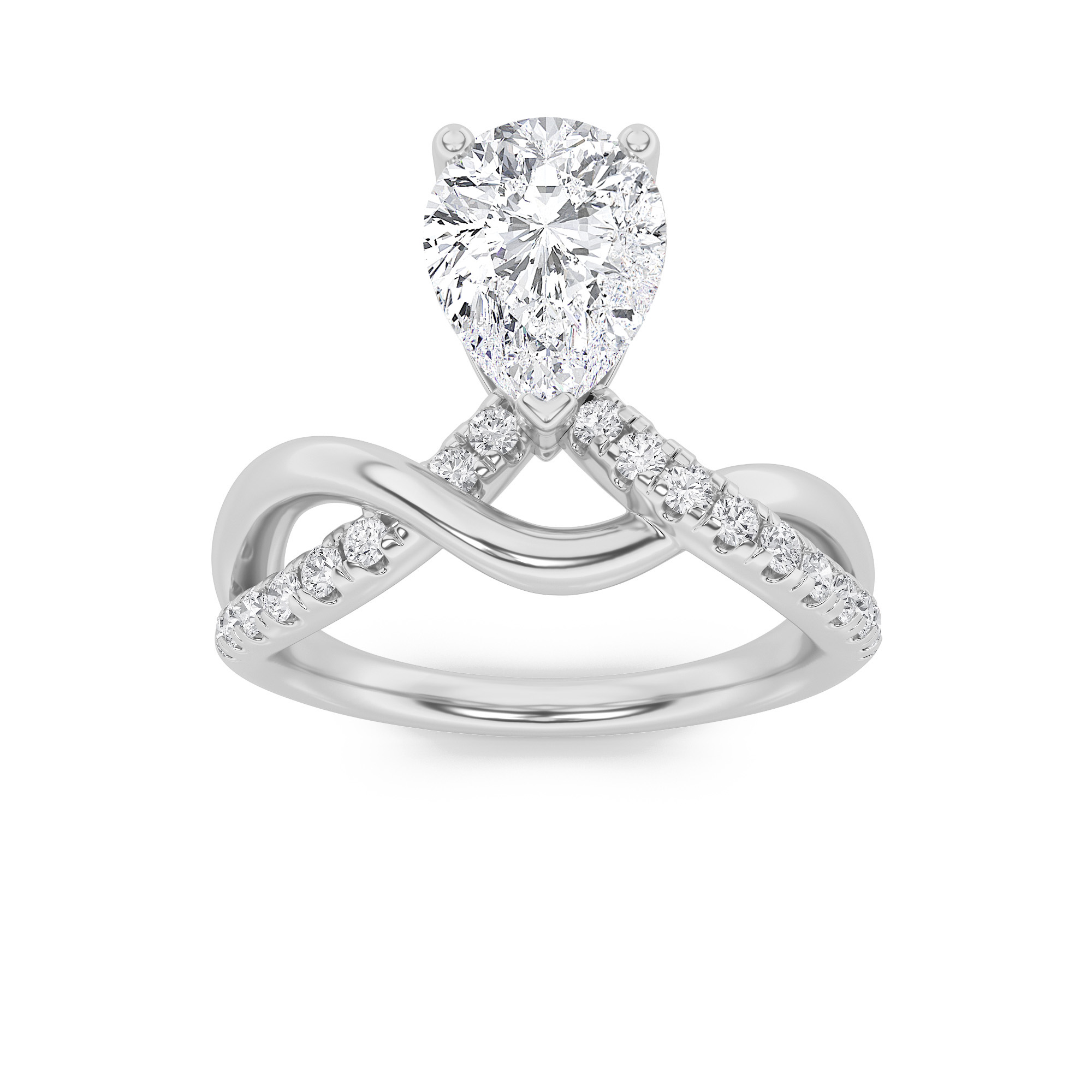 1.50 CT Pear Diamond Ring in 14K White Gold
