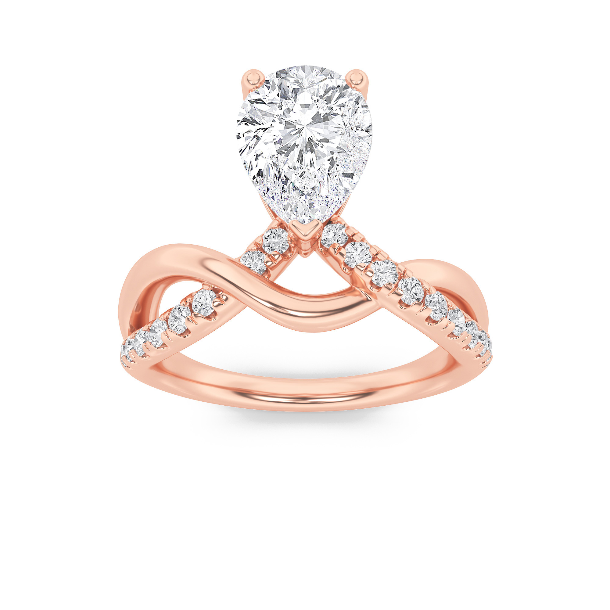 1.50 CT Pear Diamond Ring in 14K Rose Gold