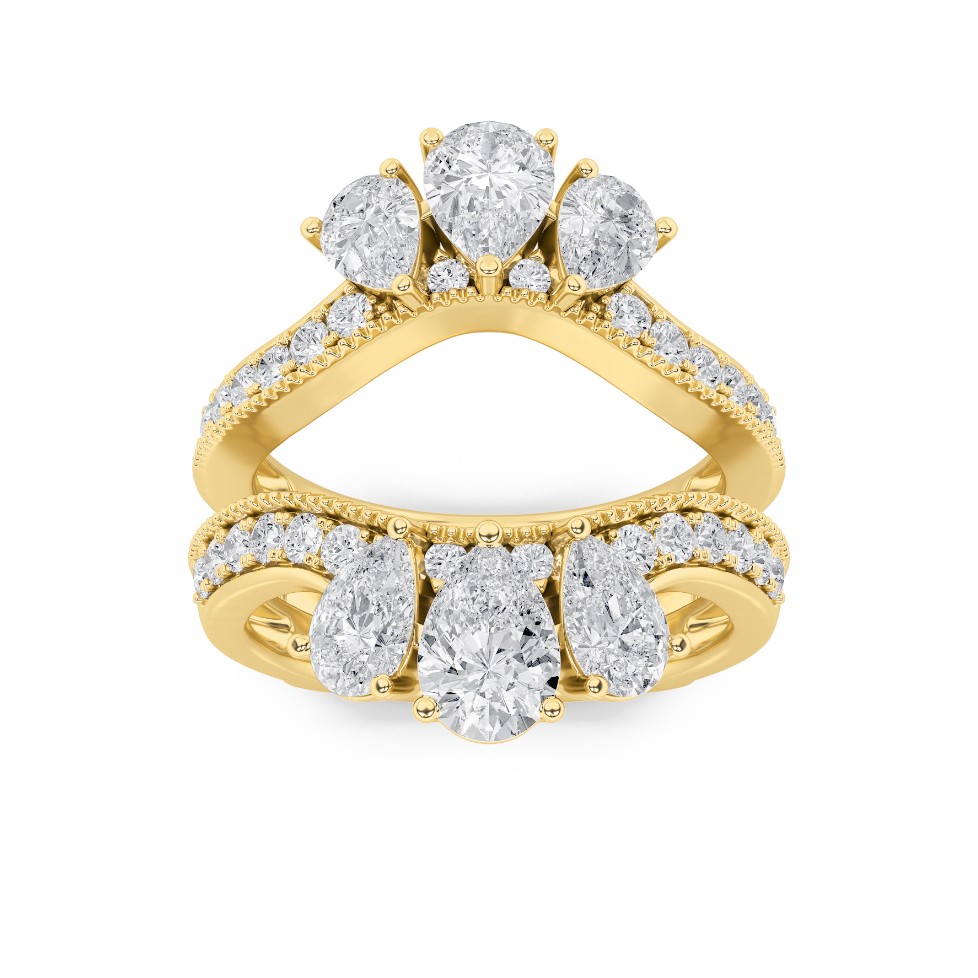 2.00 CT Pear Diamond Ring in 14K Yellow Gold