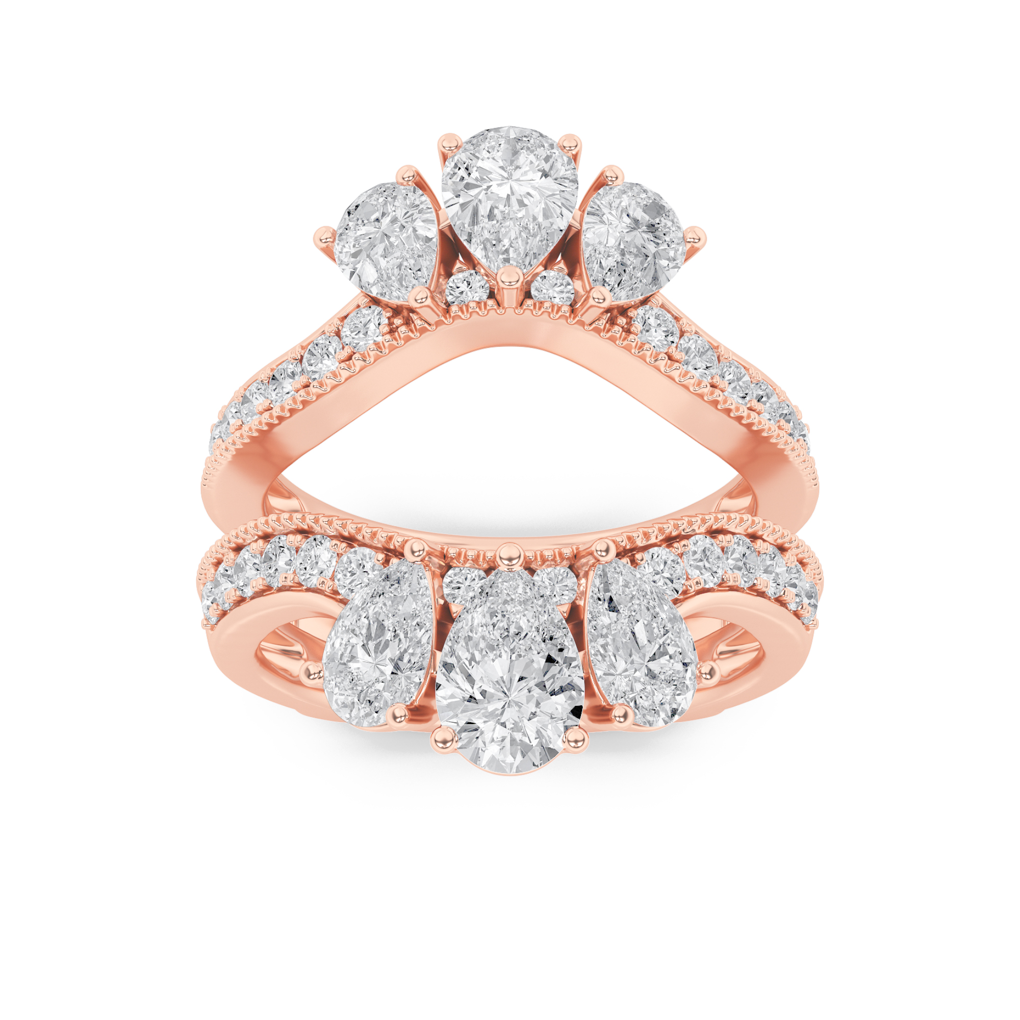 2.00 CT Pear Diamond Ring in 14K Rose Gold