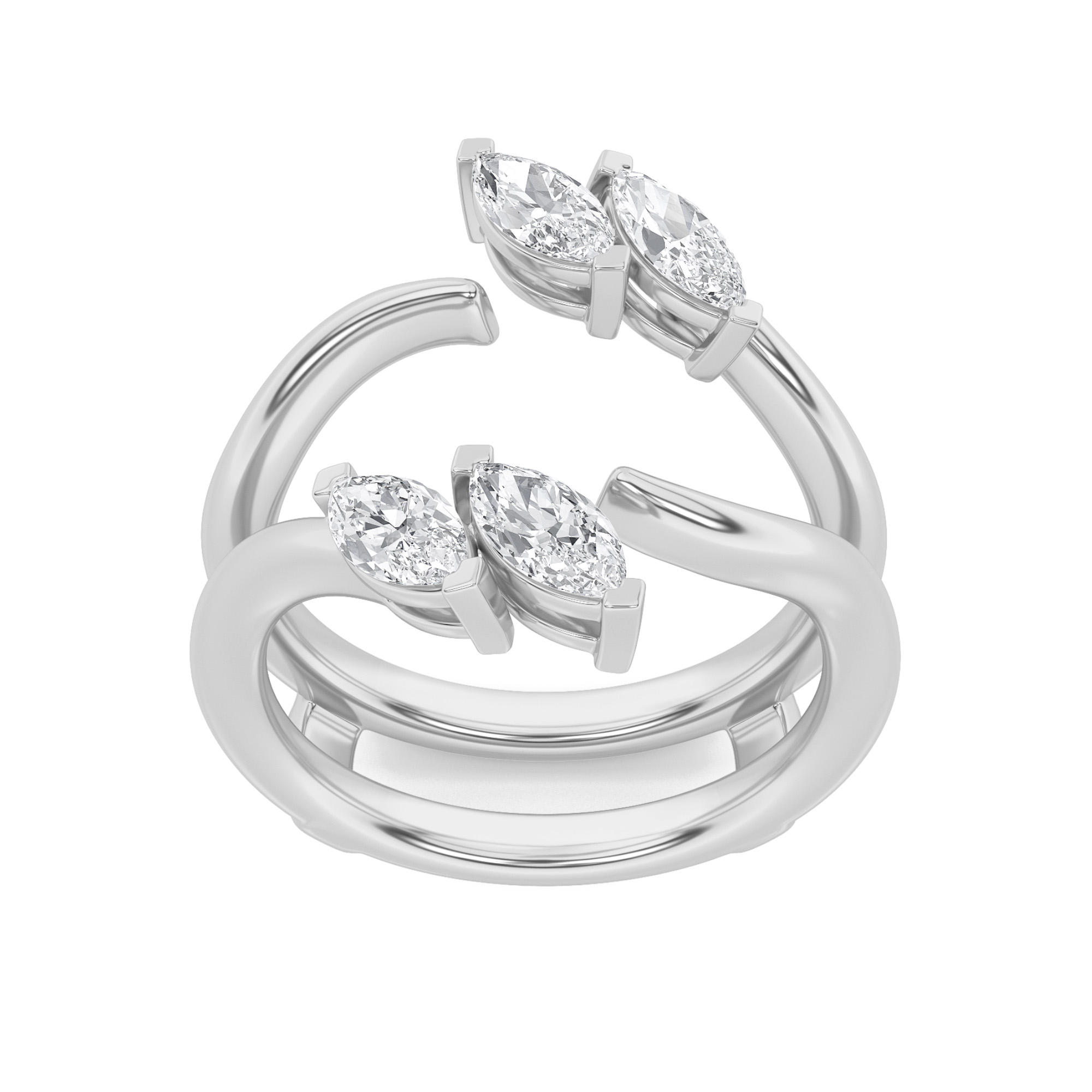 1.00 CT Marquise Diamond Ring in 14K White Gold
