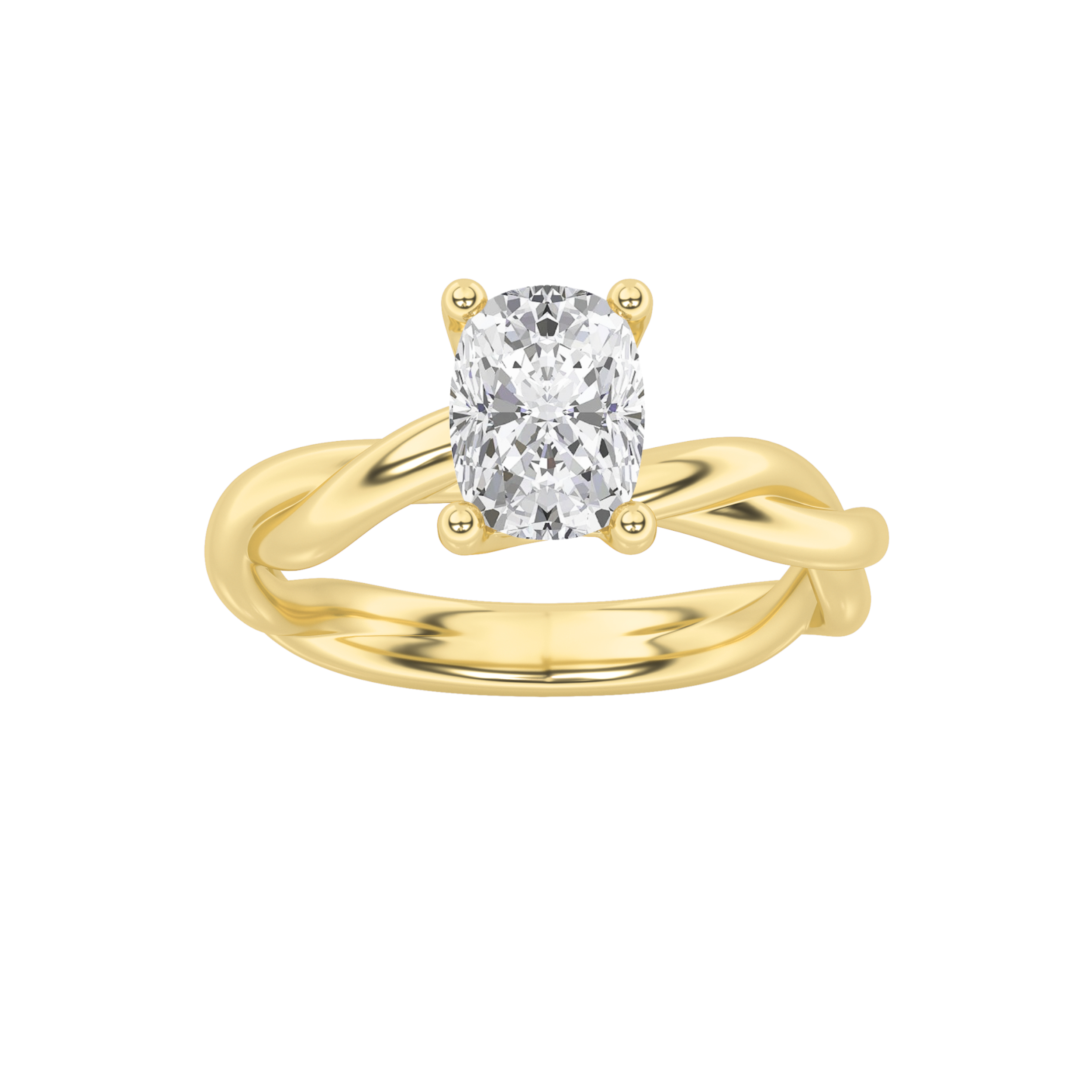 1.00 CT Cushion Diamond Ring in 14K Yellow Gold