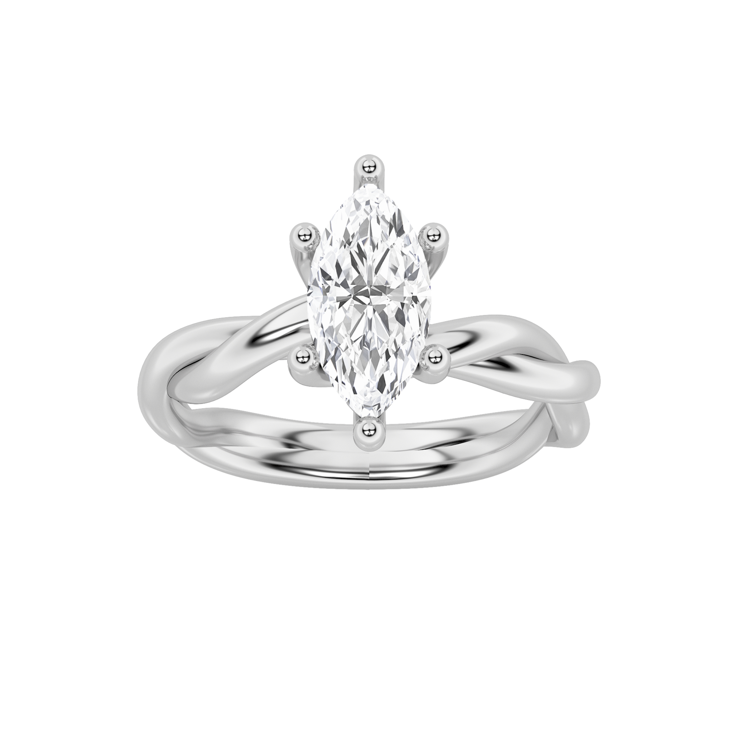 1.00 CT Marquise Diamond Ring in 14K White Gold