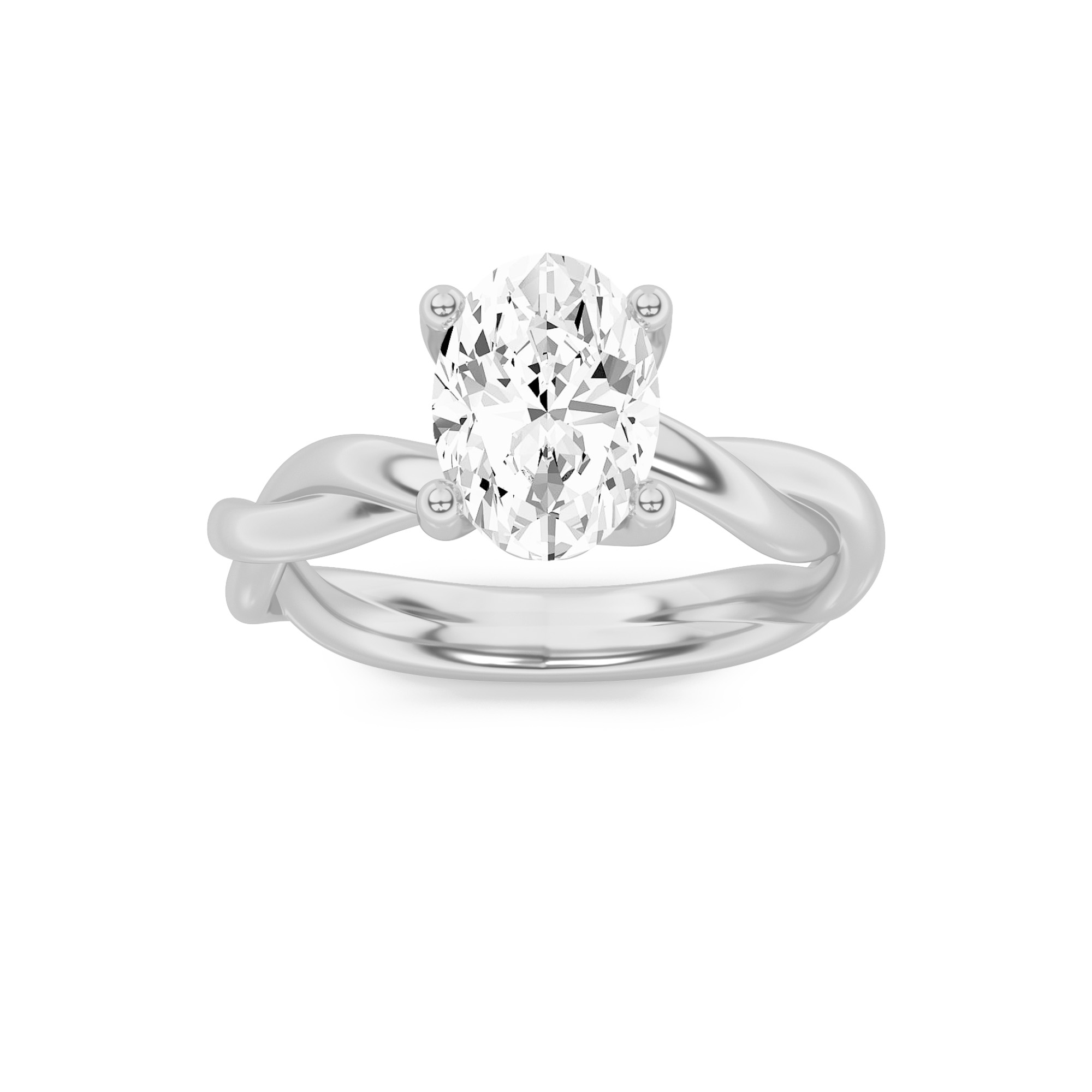 1.00 CT Oval Diamond Ring in 14K White Gold