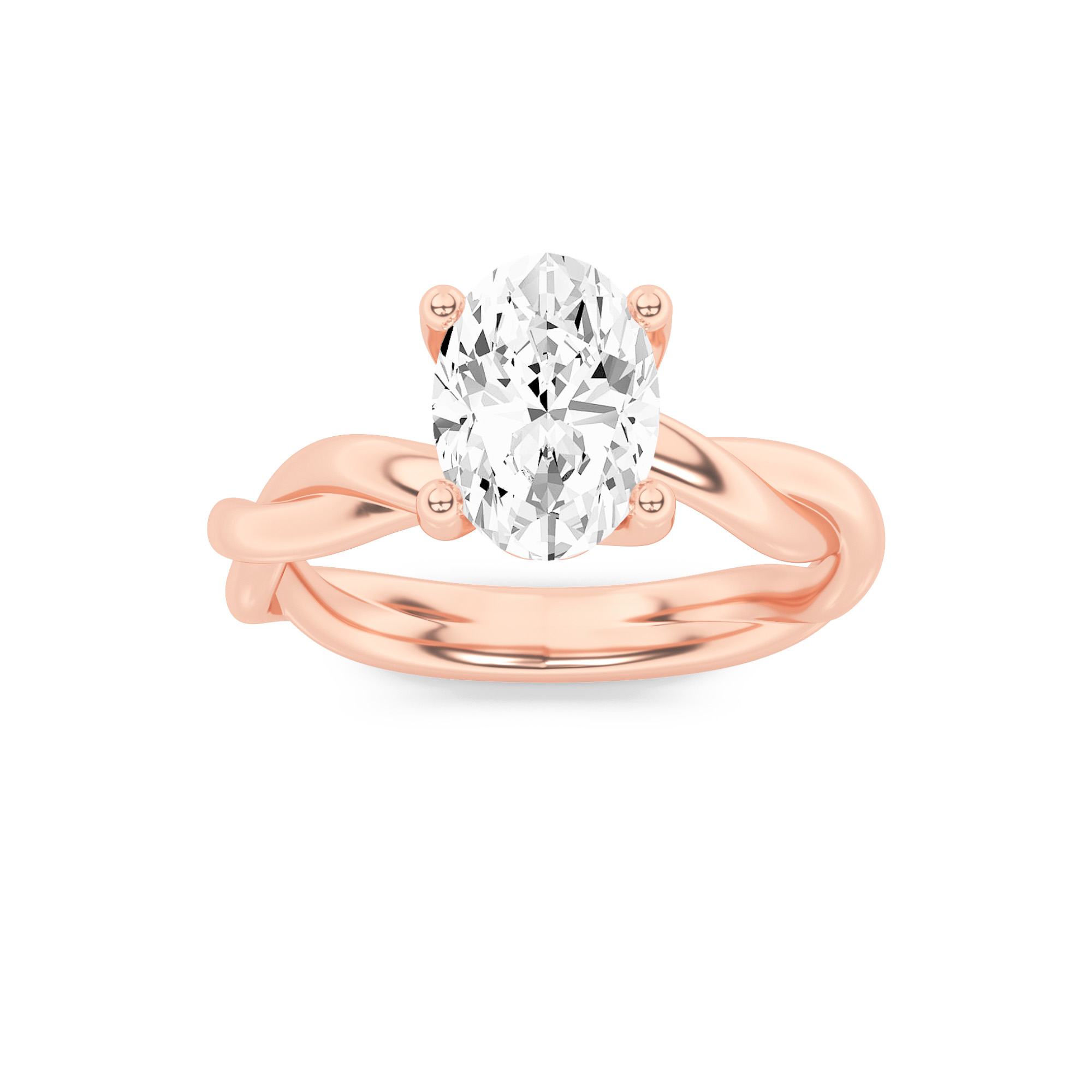 1.50 CT Oval Diamond Ring in 14K Rose Gold
