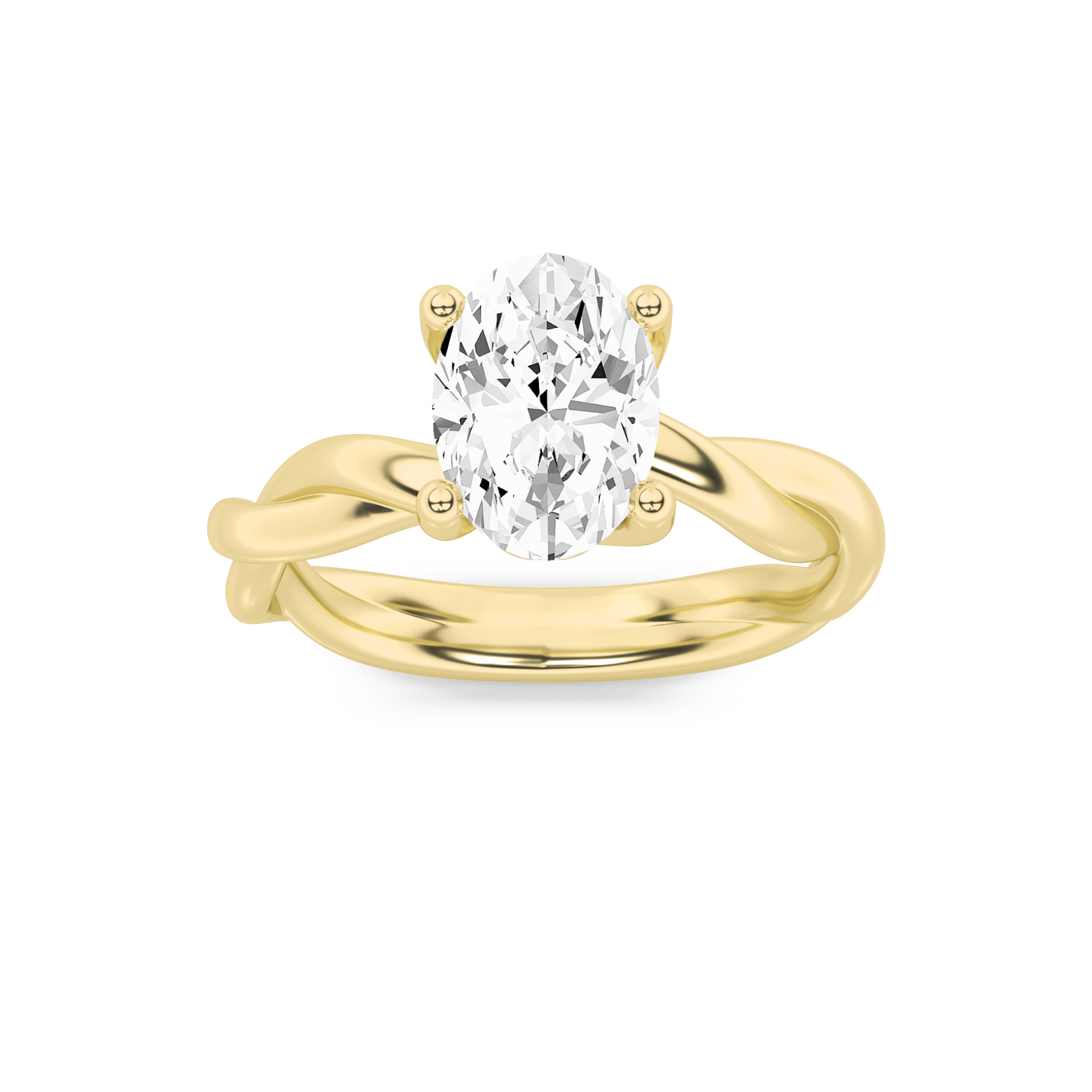 3.00 CT Oval Diamond Ring in 14K Yellow Gold