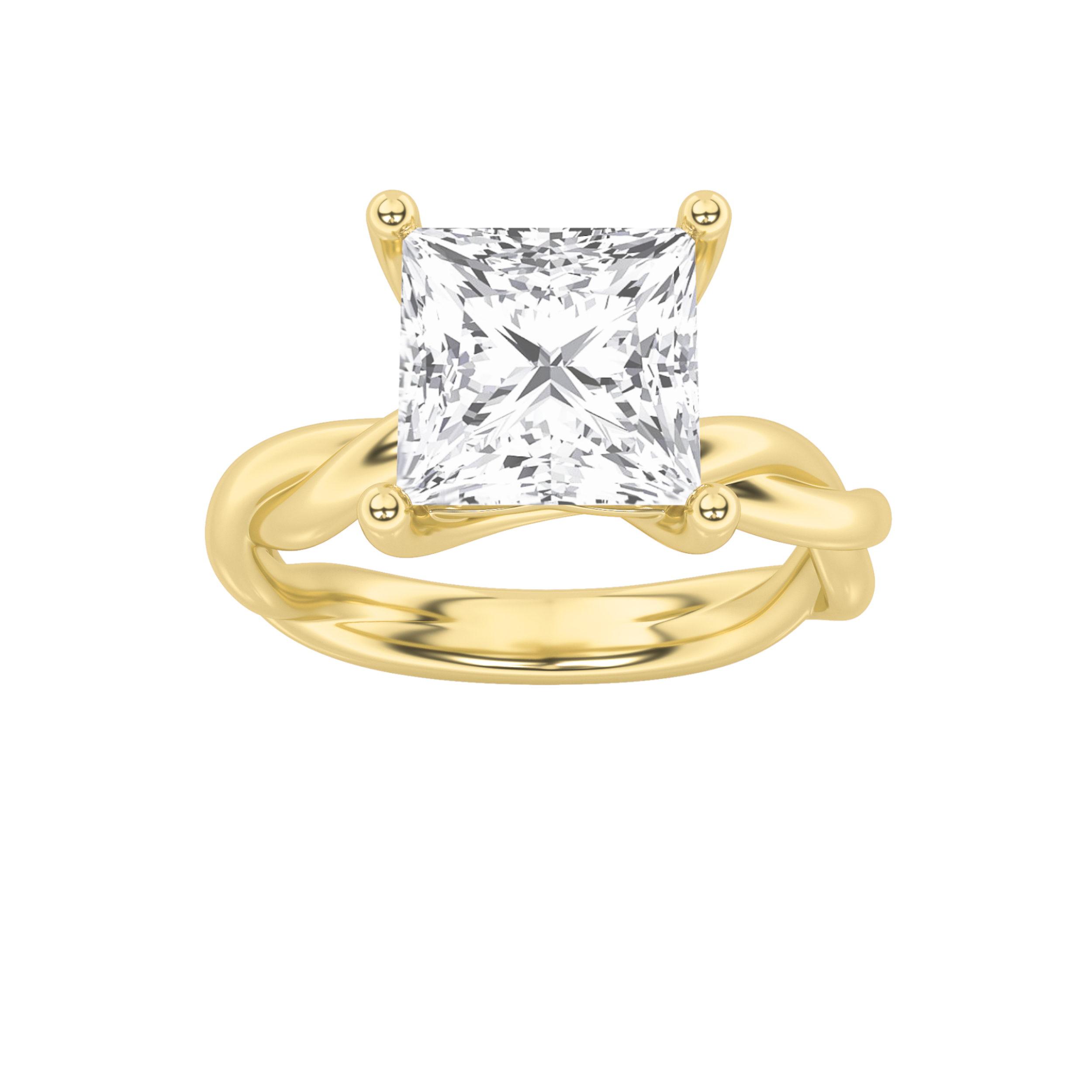 1.00 CT Princess Diamond Ring in 14K Yellow Gold