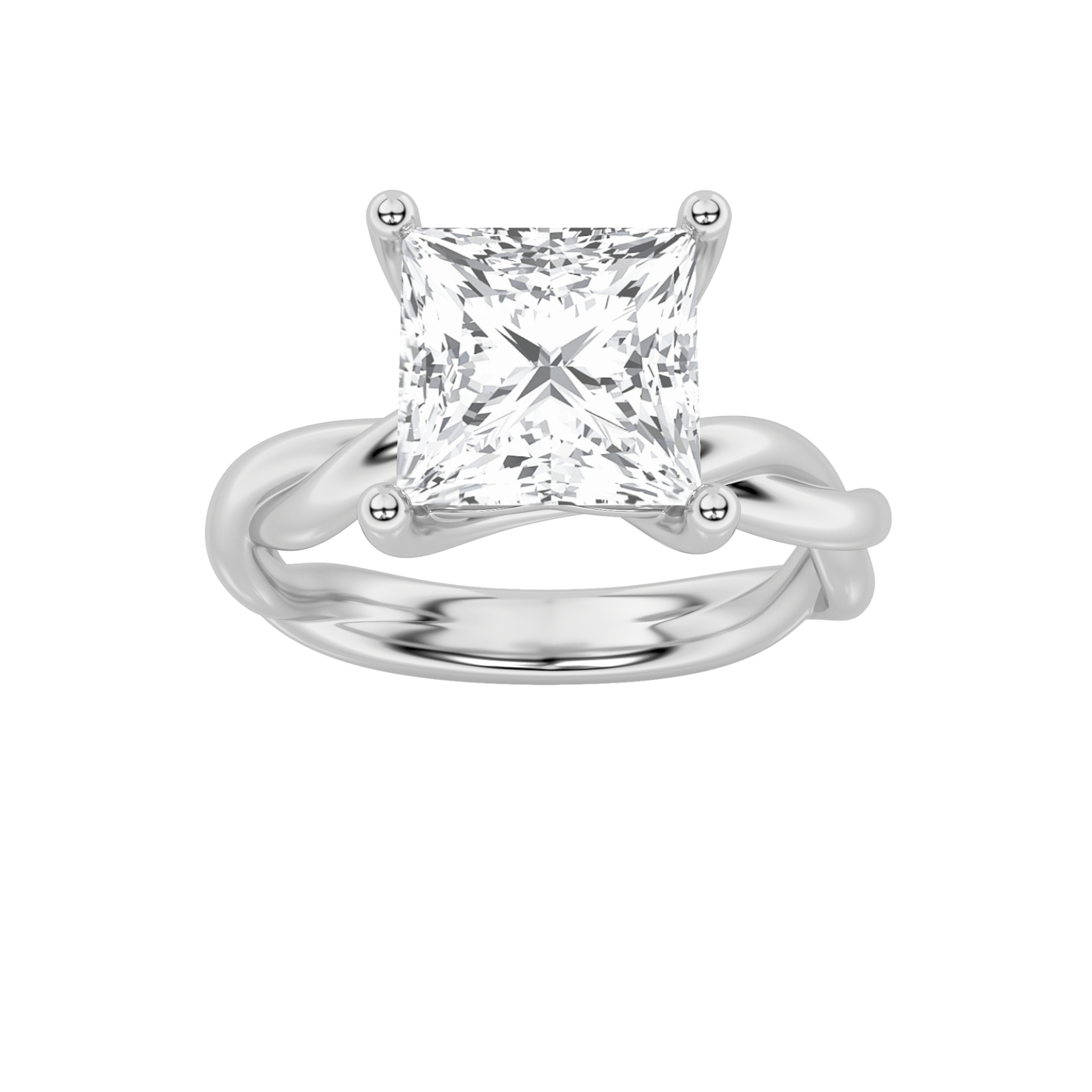 3.00 CT Princess Diamond Ring in 14K White Gold