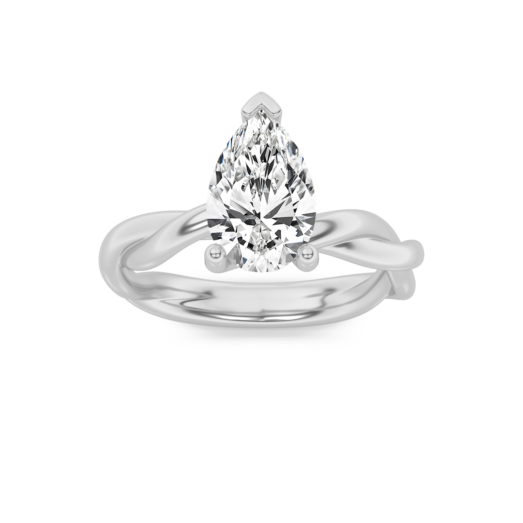 1.00 CT Pear Diamond Ring in 14K White Gold
