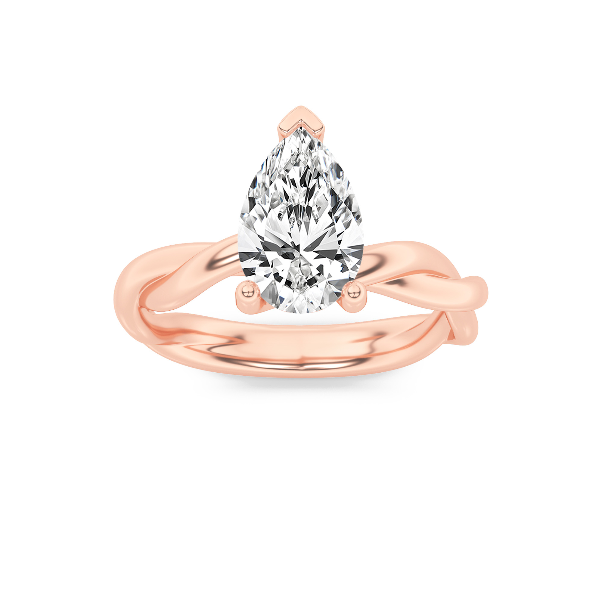 1.50 CT Pear Diamond Ring in 14K Rose Gold