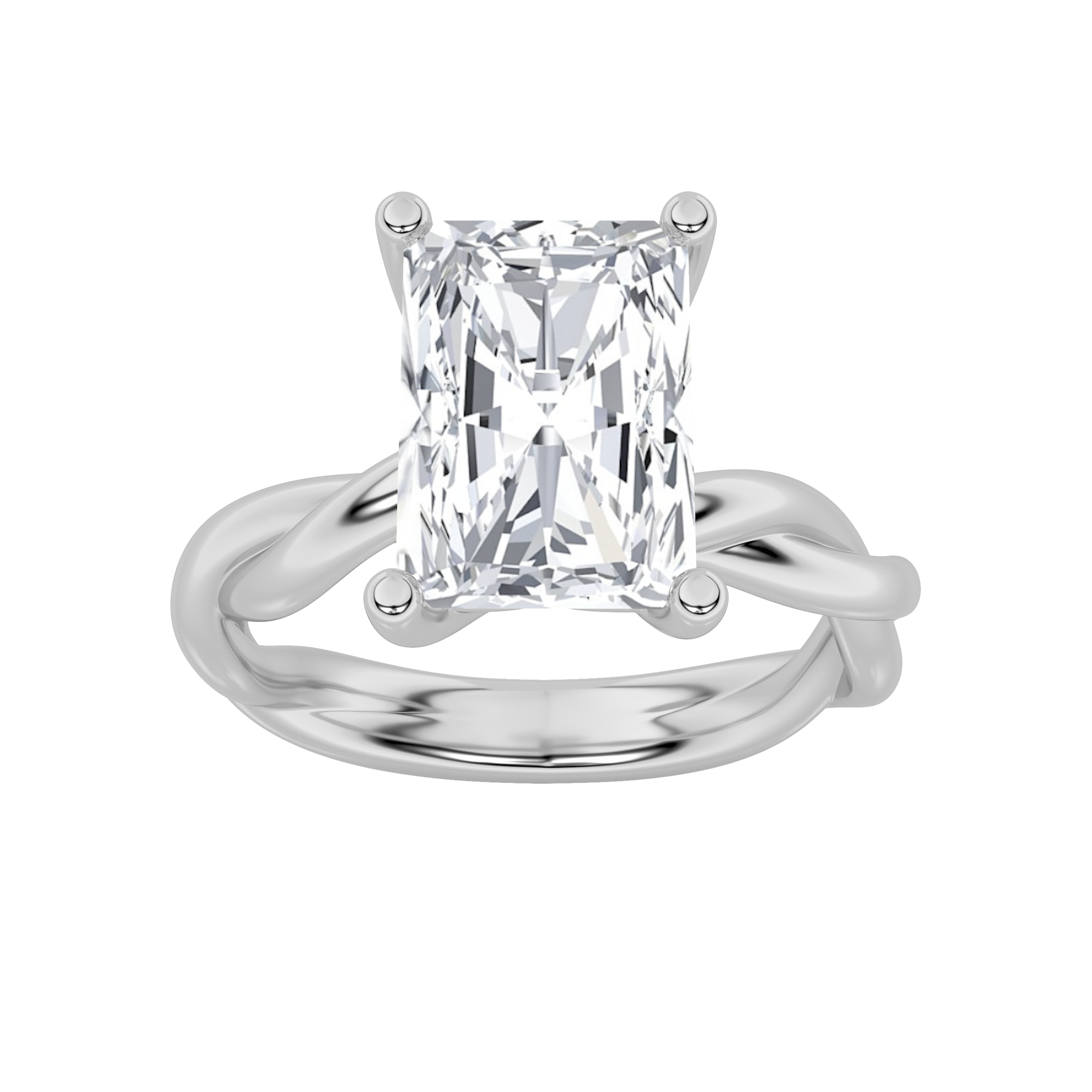 3.00 CT Radiant Diamond Ring in 14K White Gold