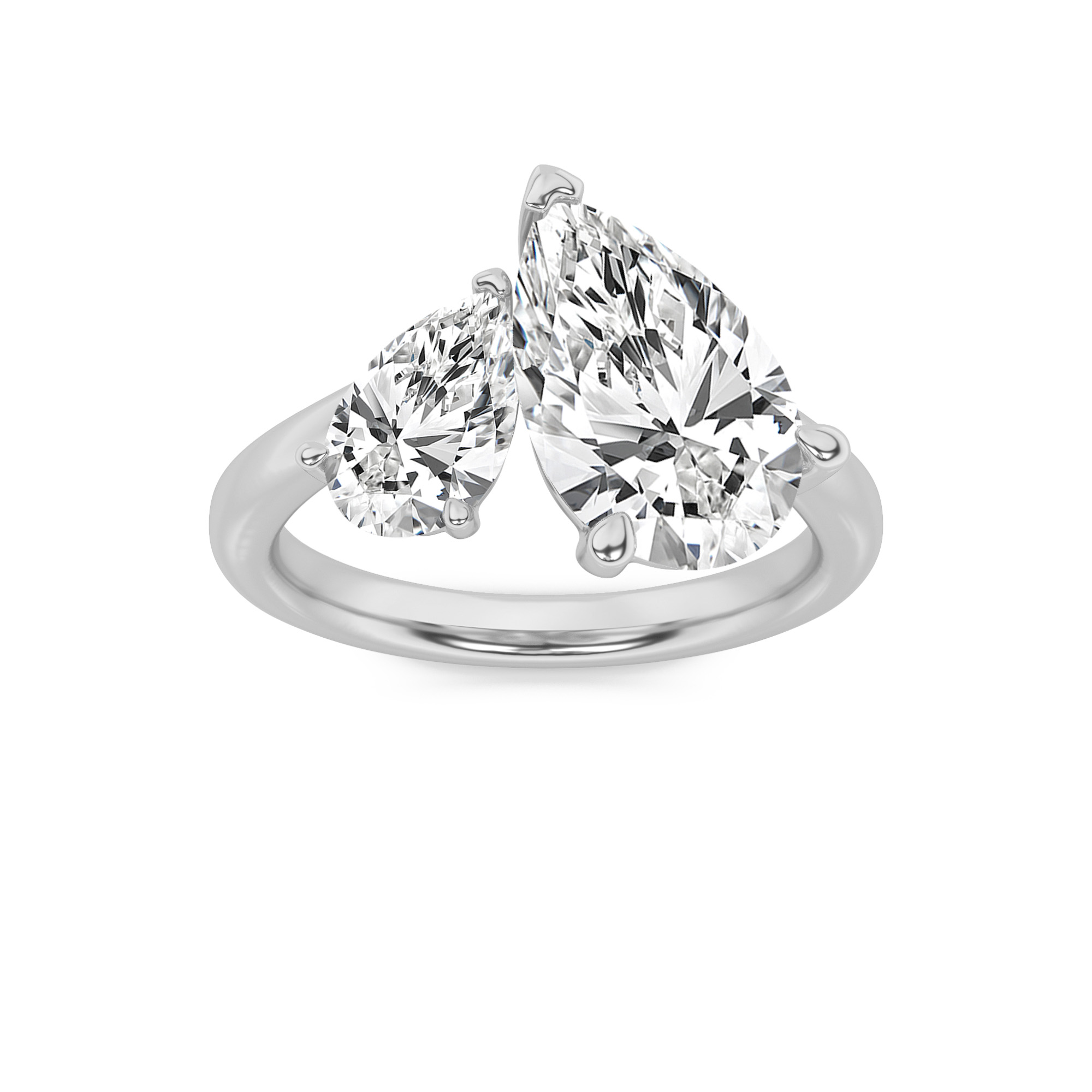 3.00 CT Pear Diamond Ring in 14K White Gold
