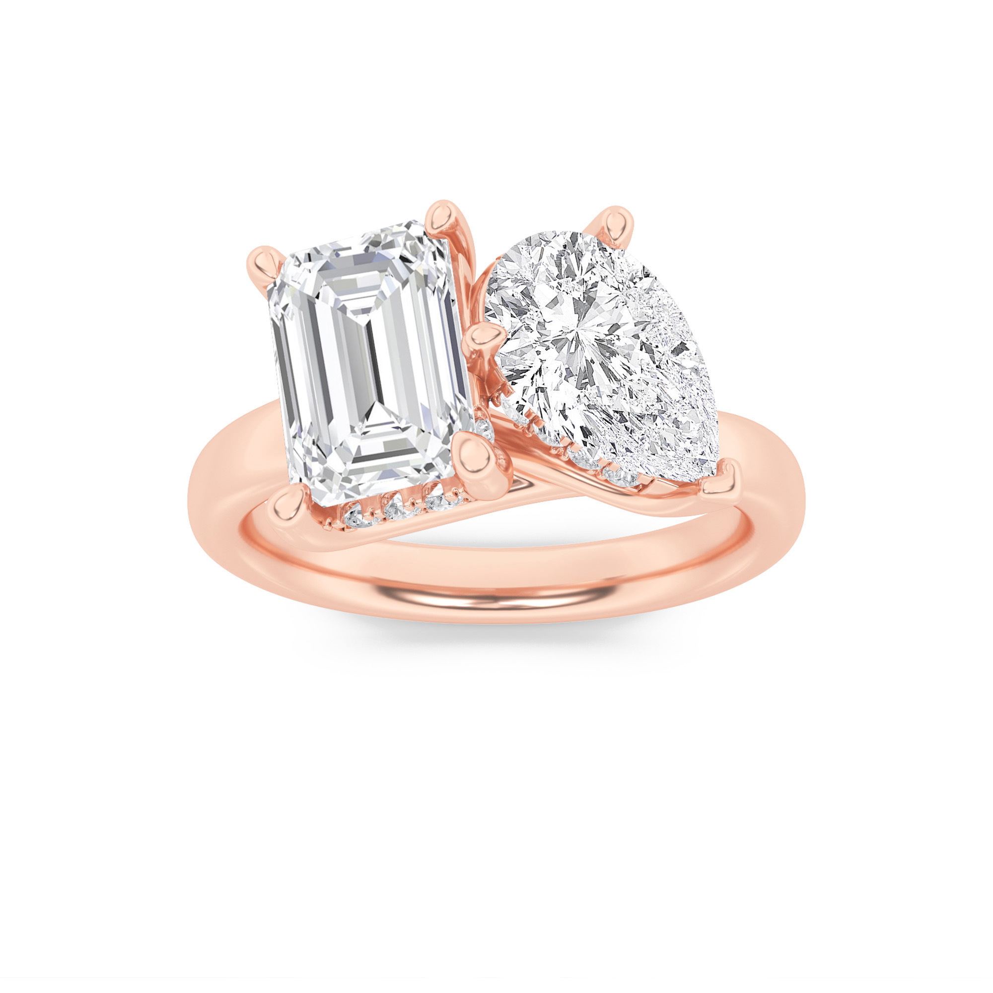 3.00 CT Emerald Diamond Ring in 14K Rose Gold