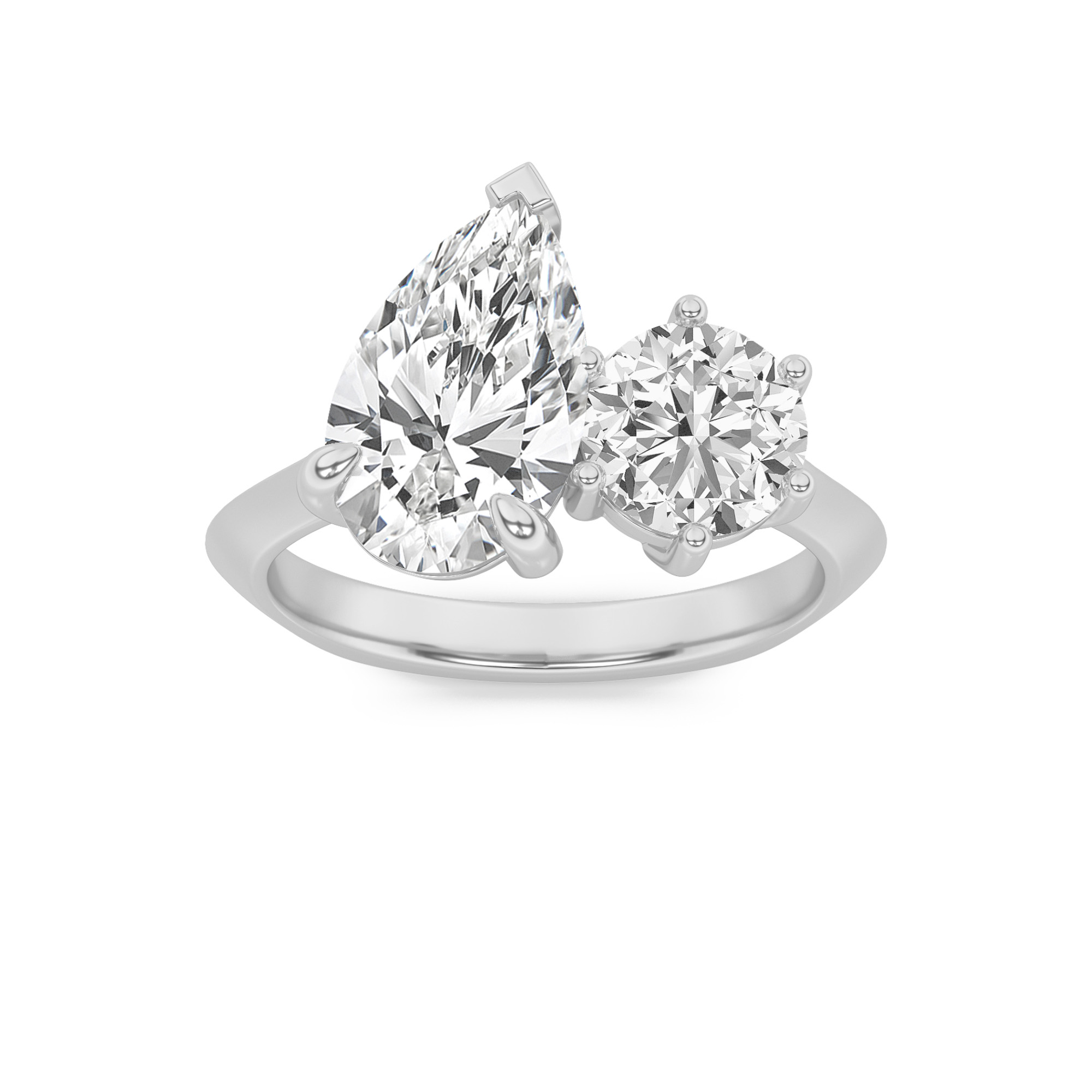 3.00 CT Pear Diamond Ring in 14K White Gold