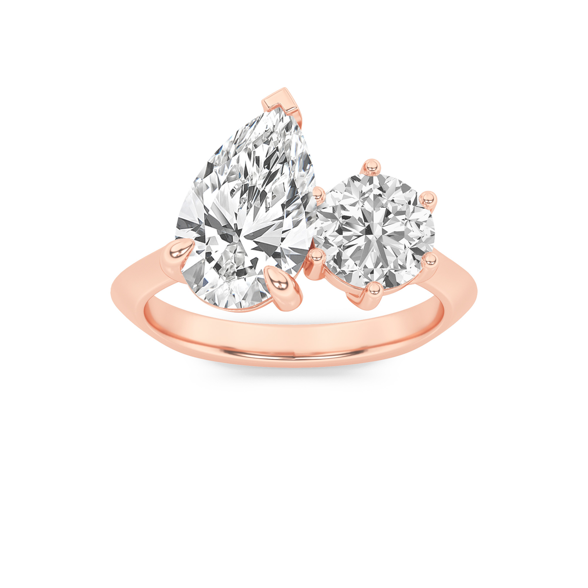 3.00 CT Pear Diamond Ring in 14K Rose Gold