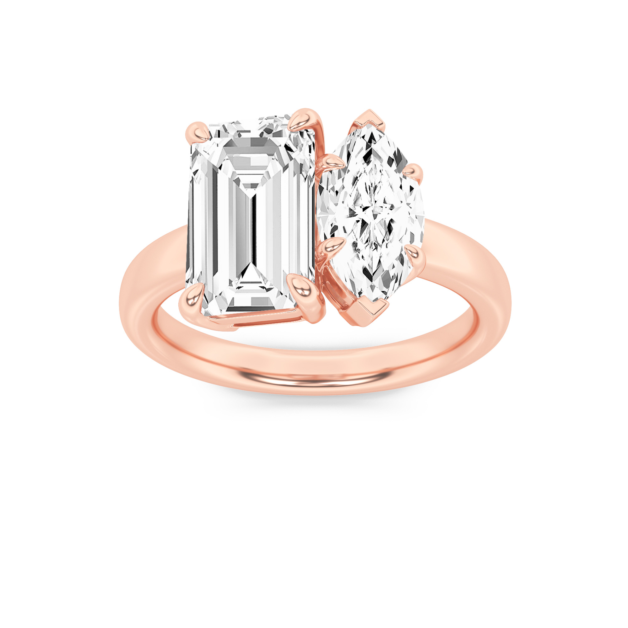 3.00 CT Emerald Diamond Ring in 14K Rose Gold