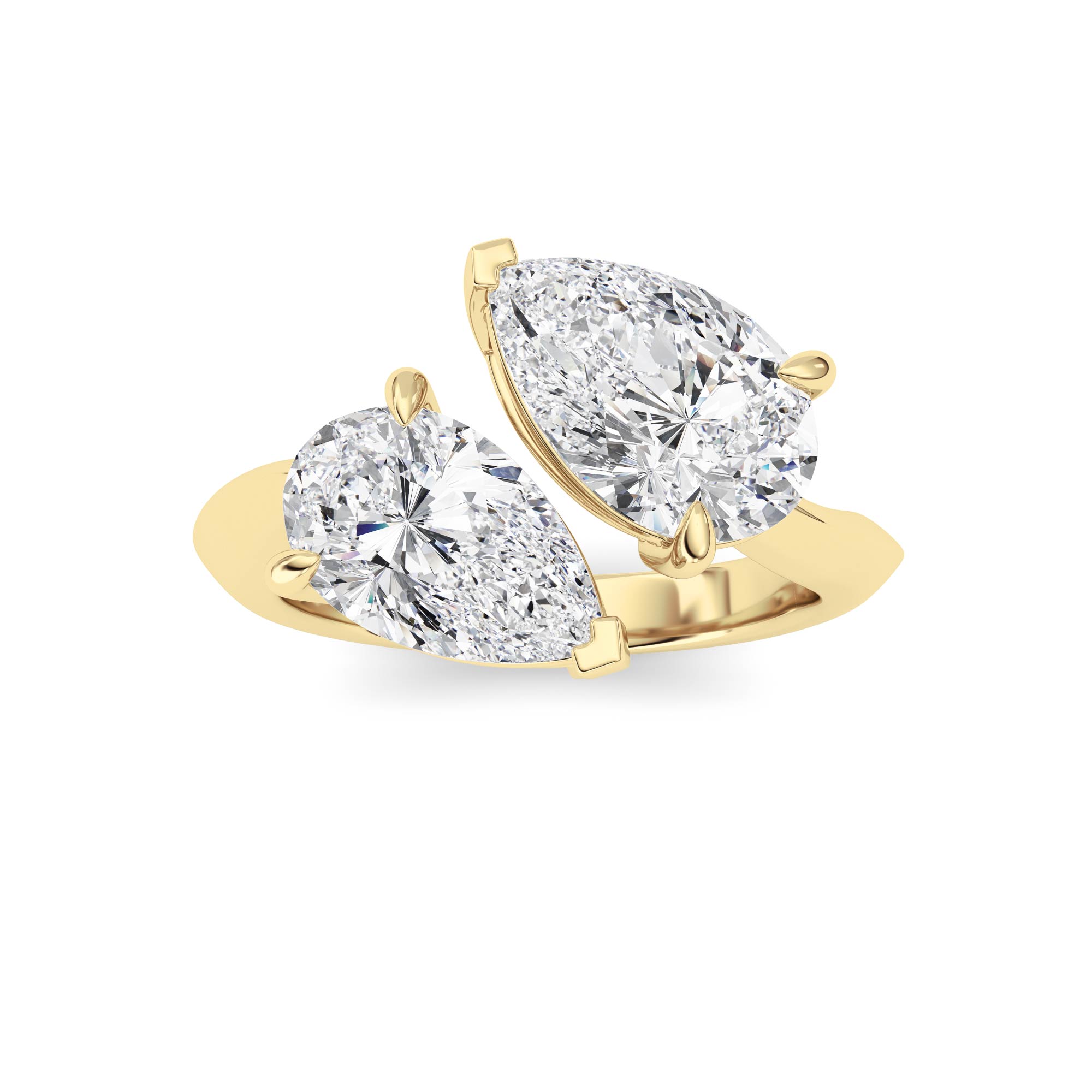 3.00 CT Pear Diamond Ring in 14K Yellow Gold