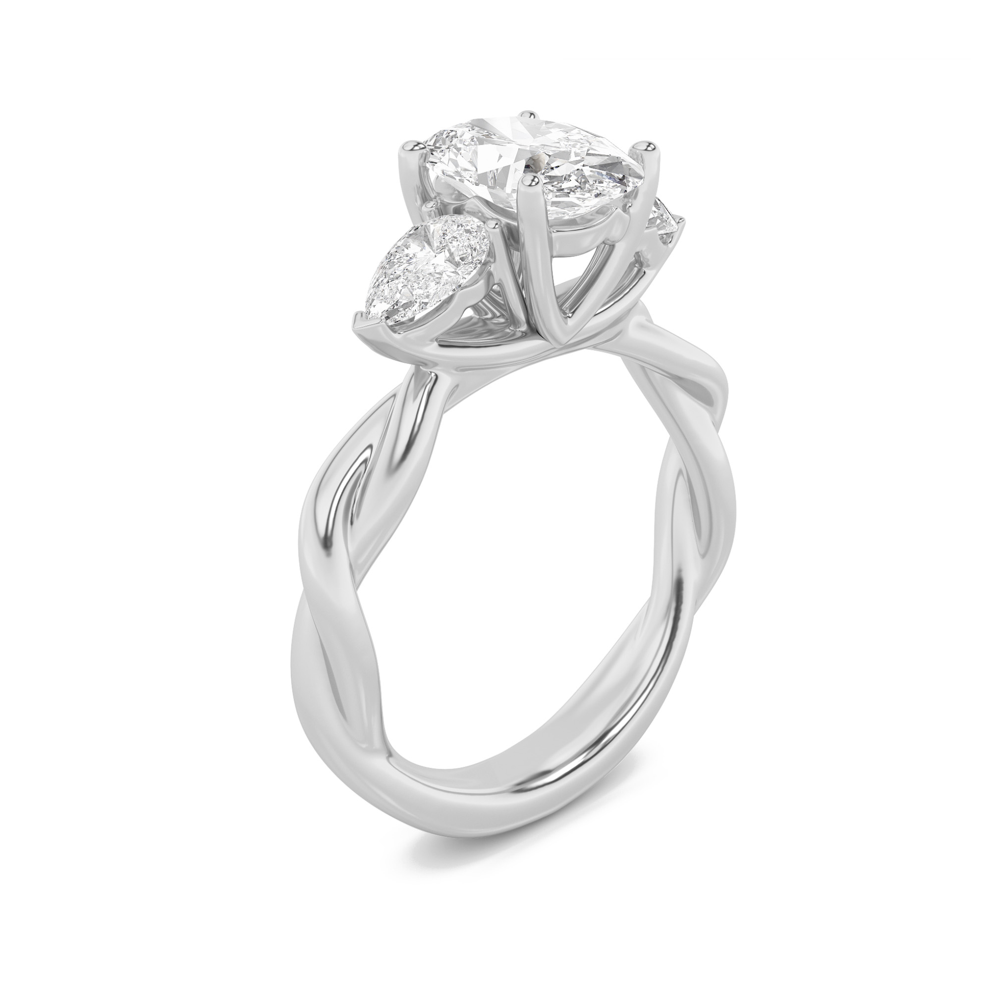2.00 CT Oval Diamond Ring in 14K White Gold